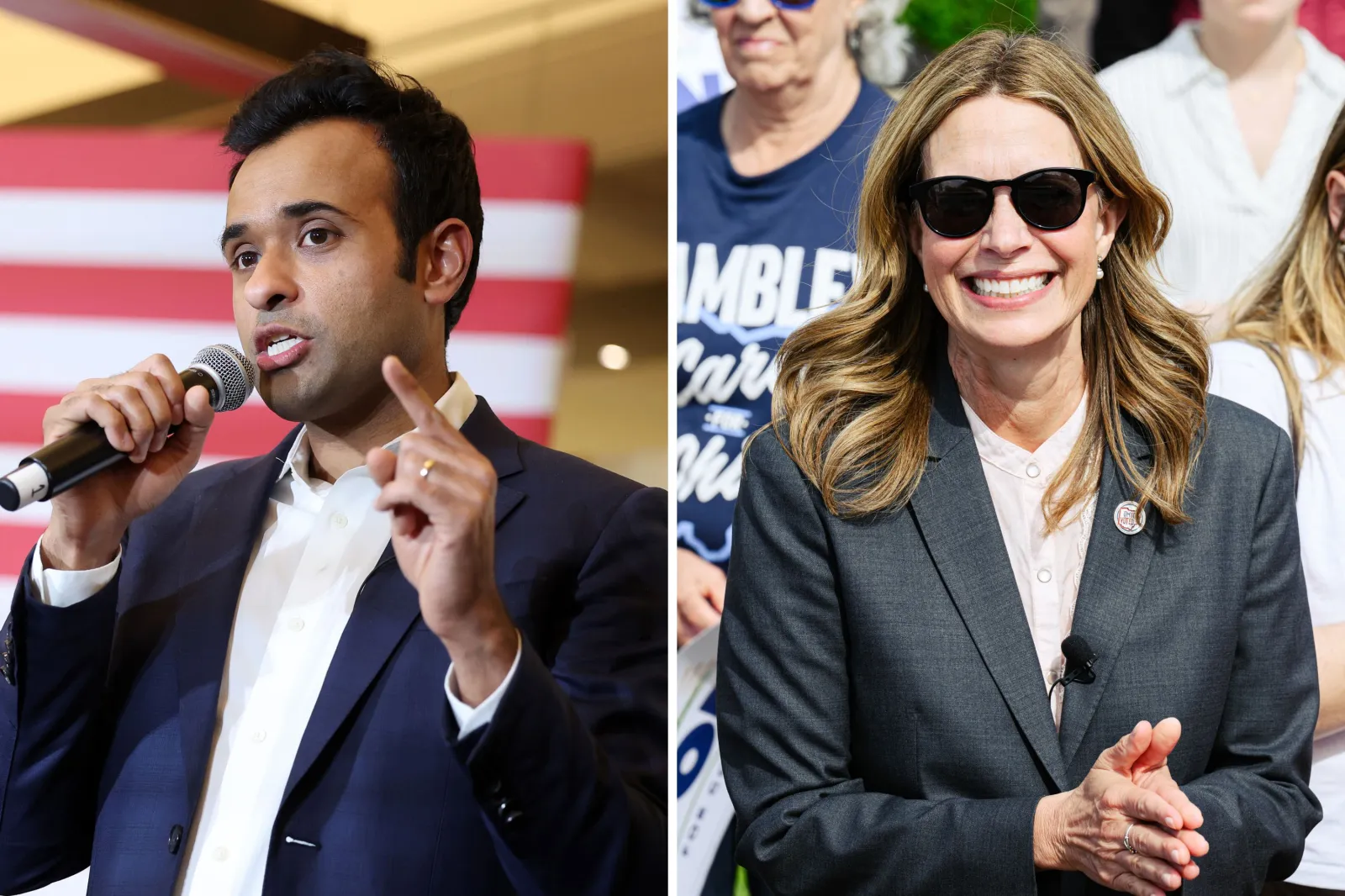 Republican Vivek Ramaswamy is pictured on the left, while Democrat Amy Acton is shown on the right. CNN’s Harry Enten says Ramaswamy’s standing with independents is the worst for an Ohio GOP gubernatorial nominee this century. (Getty Images)