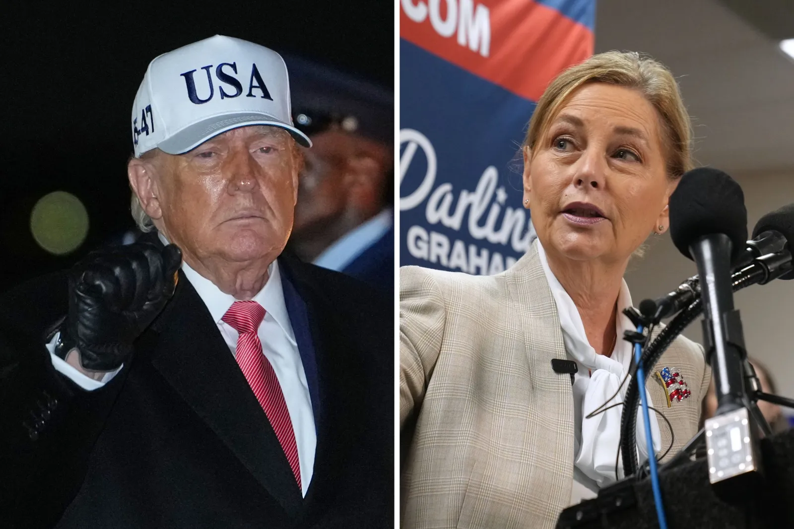 President Donald Trump heads to Clemson, South Carolina, on Wednesday night to rally for Senator Darline Graham, five days after he froze the Russia sanctions law her late brother, Senator Lindsey Graham, spent the last year of his life trying to pass. (Photos: AP)