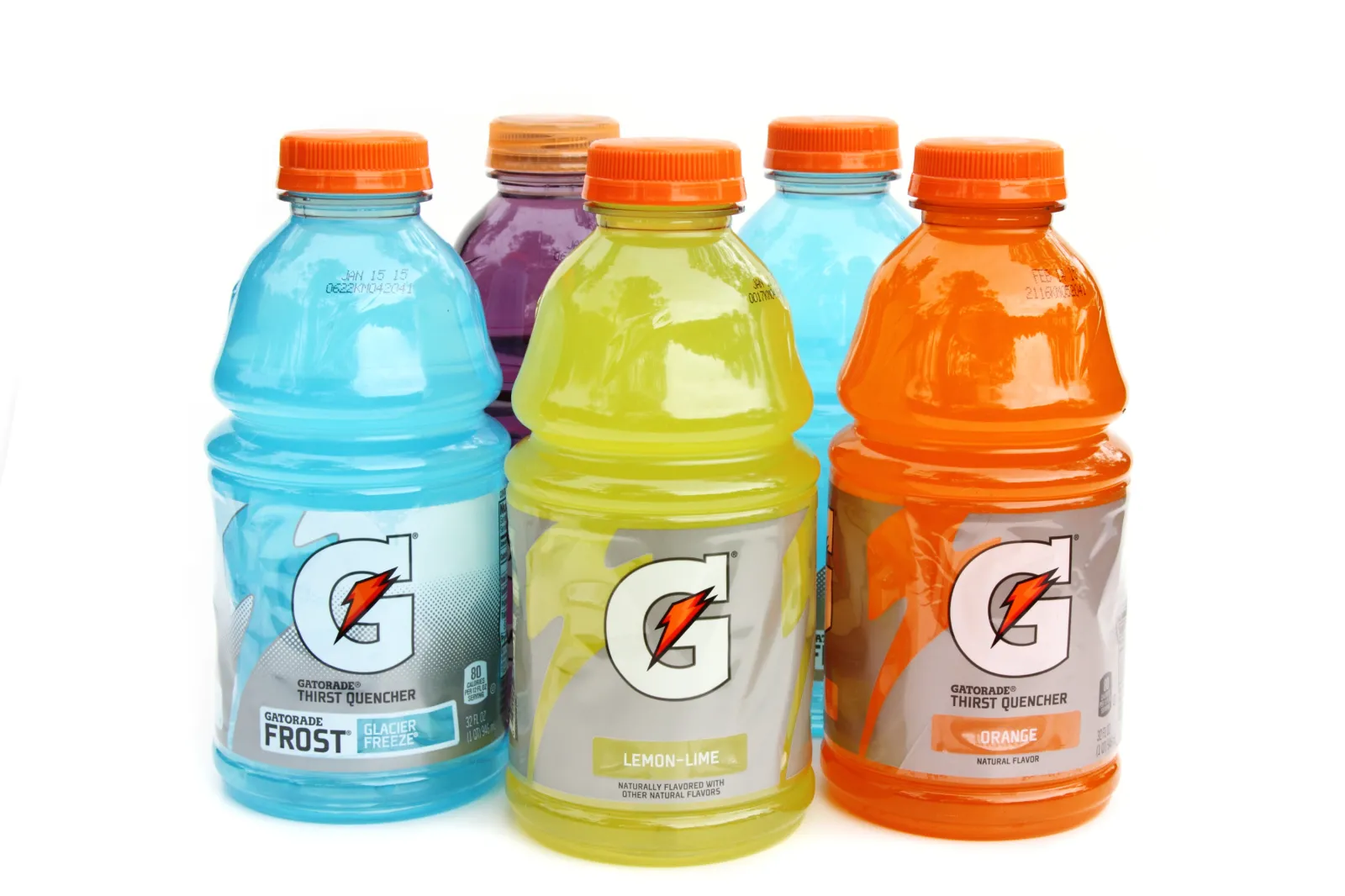 Assortment of different flavored Gatorade sports drinks taken in 2015