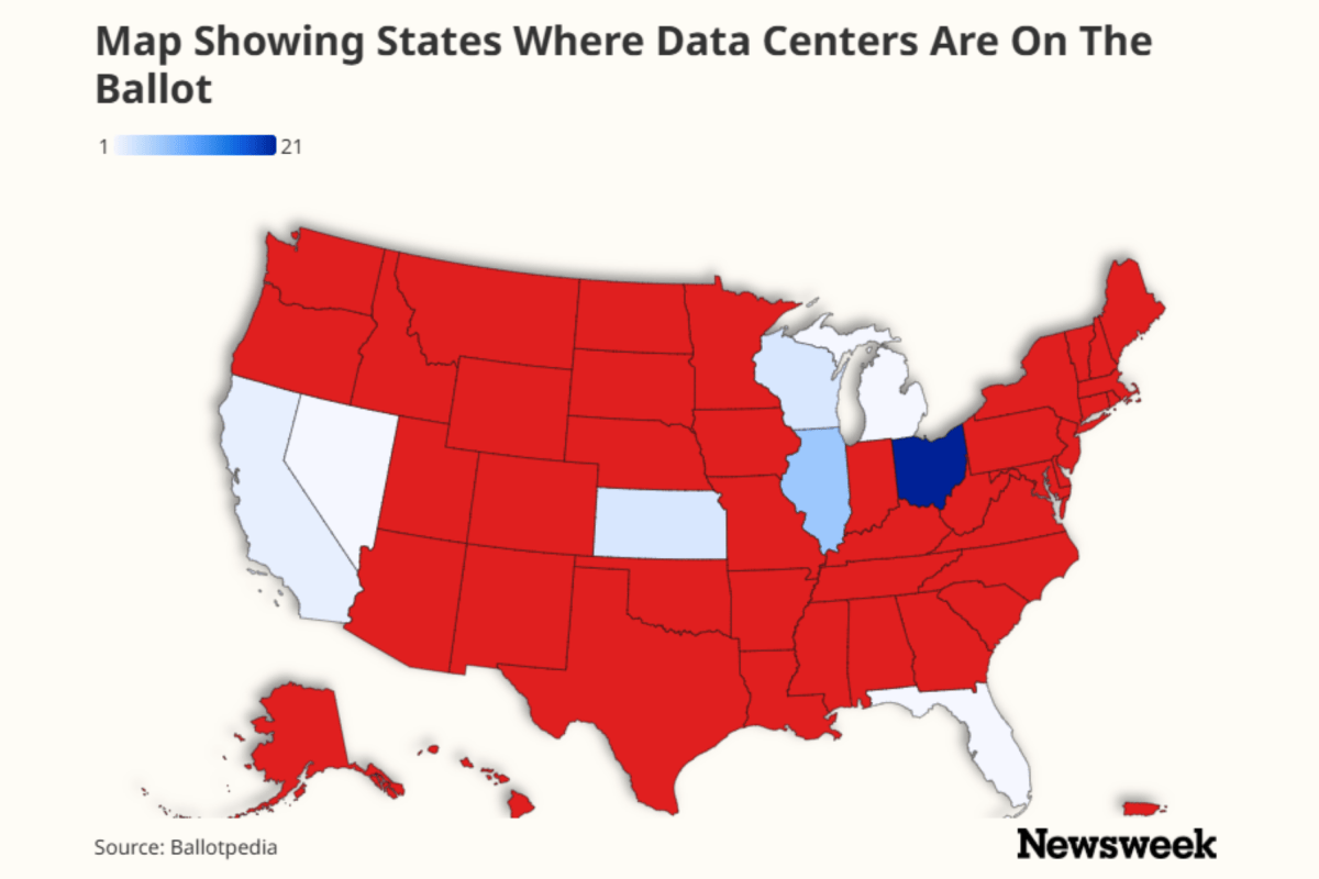 Map Shows States Where Data Centers Are on the Ballot