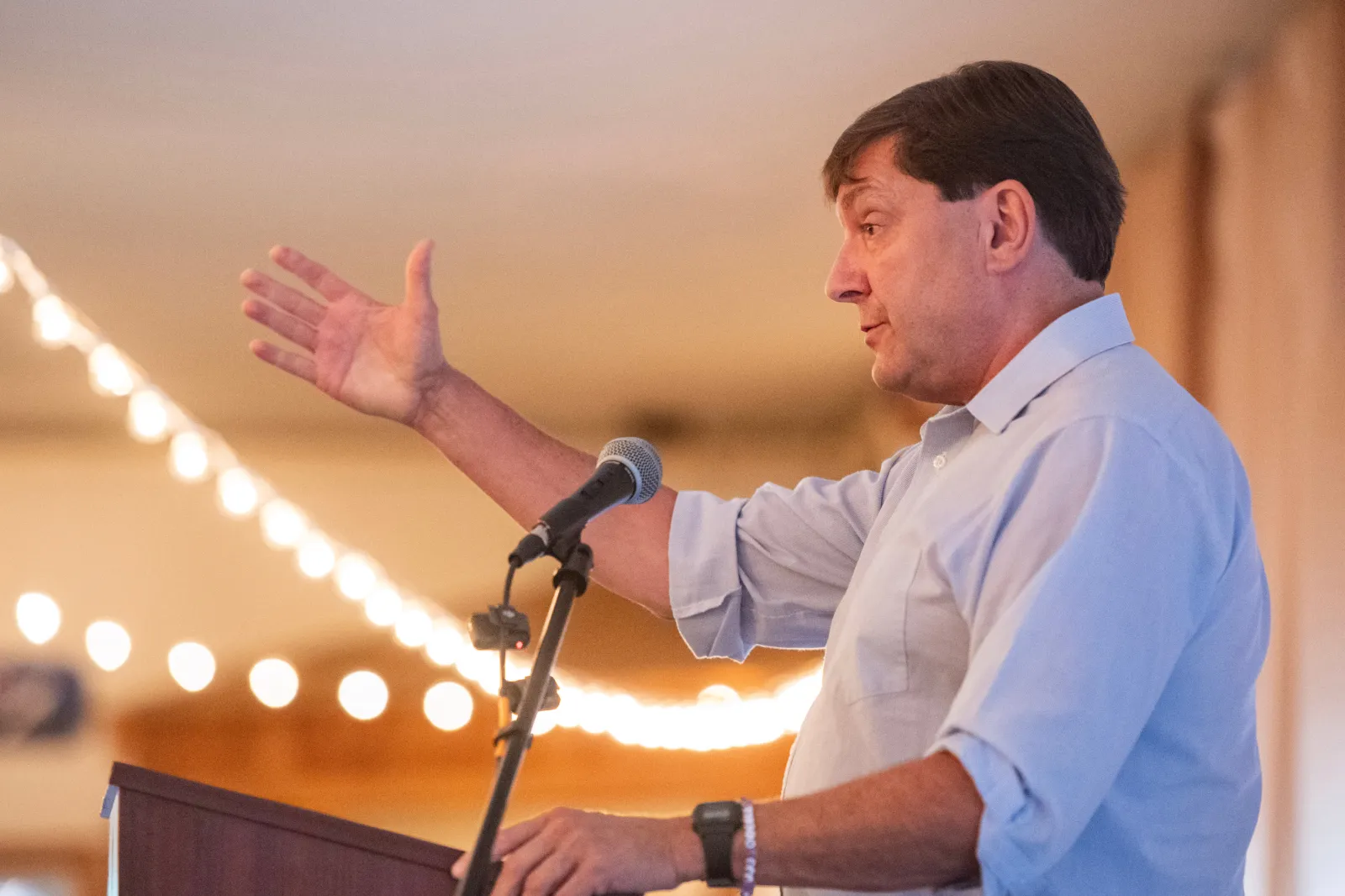 Troy Jackson speaks at the 2026 Neil Rolde York-Ogunquit Democrats Celebration Lobster Bake on September 13, 2026 in York, Maine.