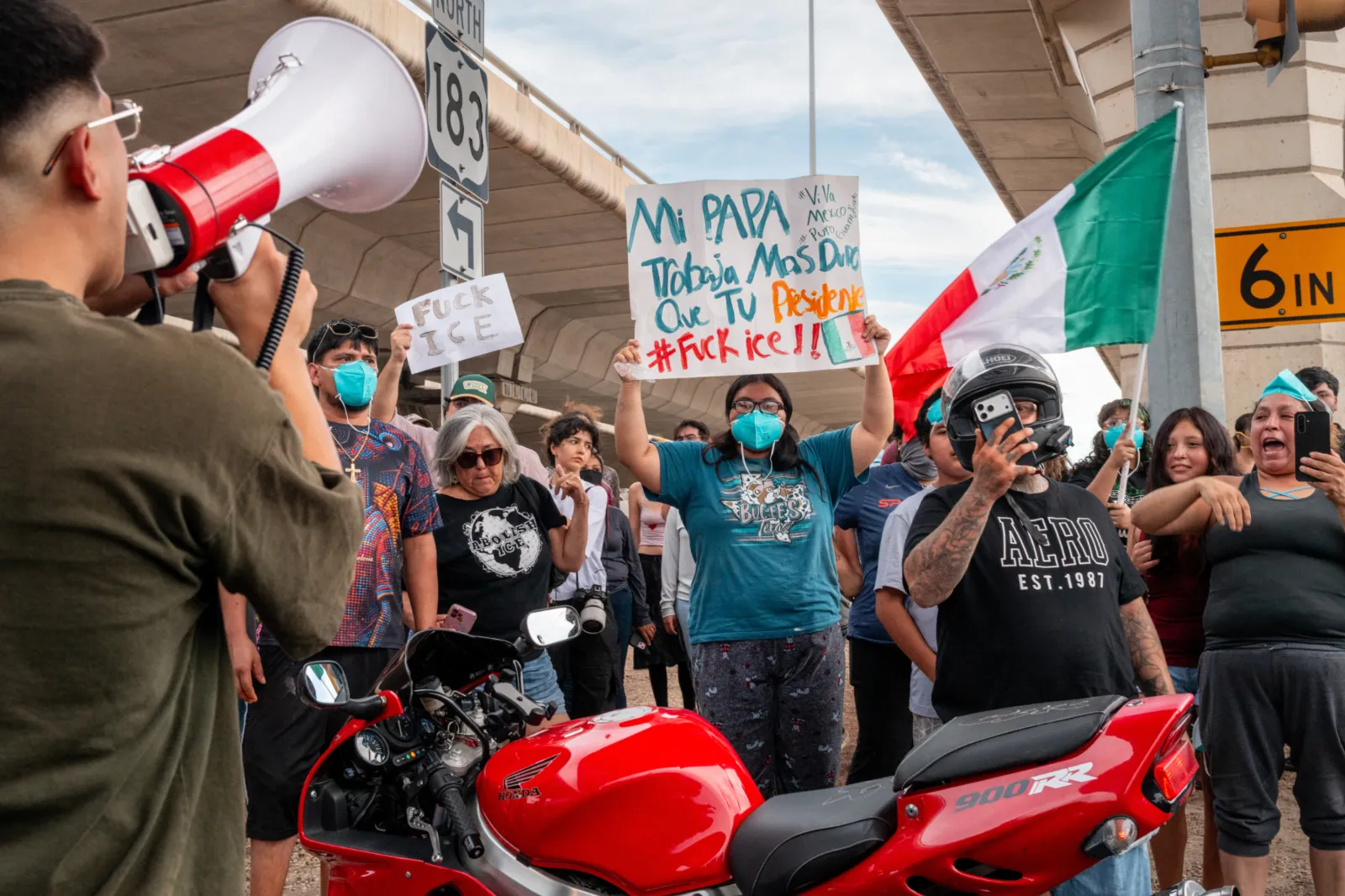People protest against Immigration and Customs Enforcement officers on September 20, 2026 in Austin, Texas.