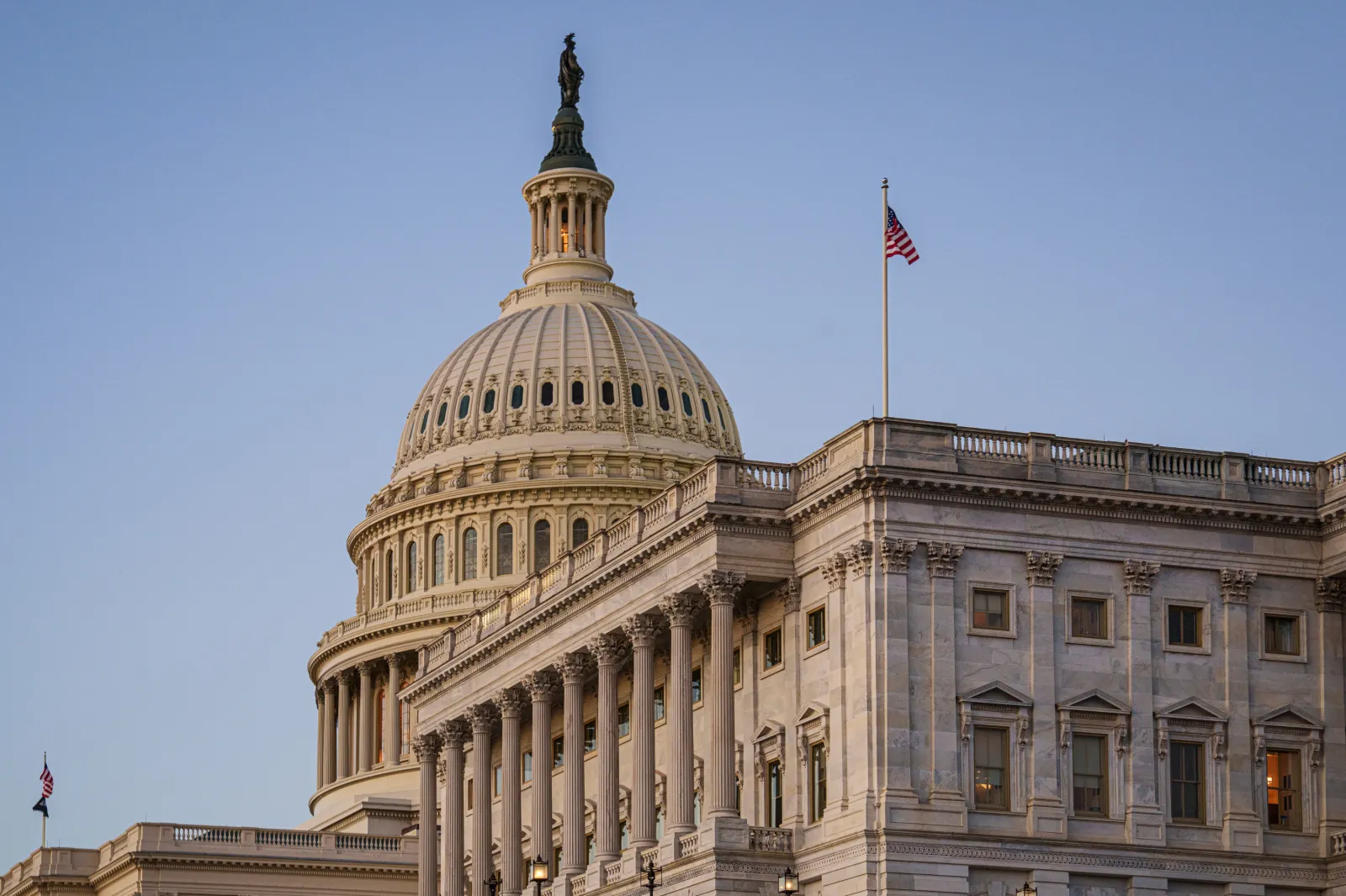 The House of Representatives side of the west front of the U.S. Capitol Building is seen at twilight on September 14, 2026, in Washington, DC.