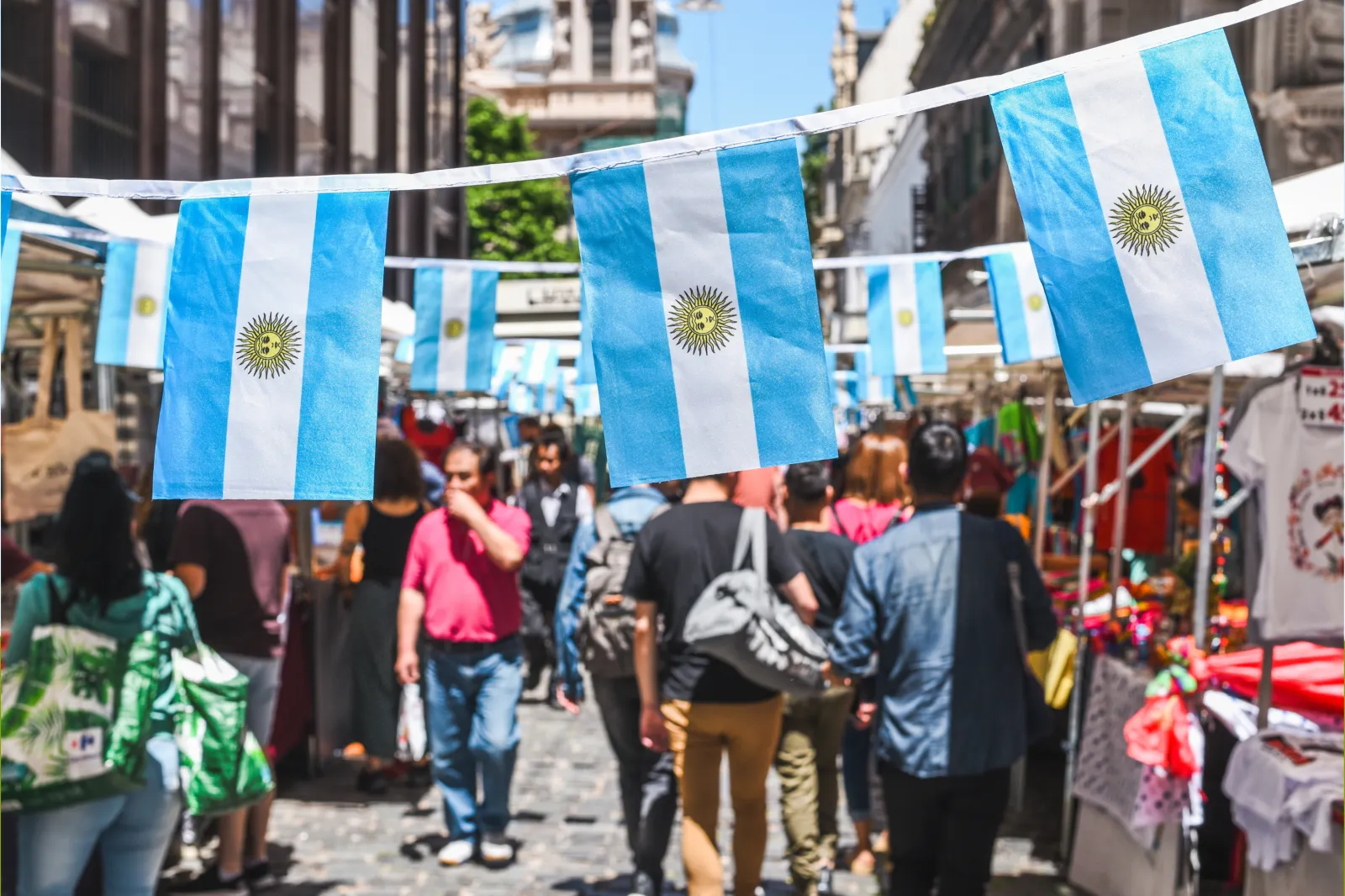 Famous markets in San Telmo, the oldest part of Buenos Aires, taken in November 2019.
