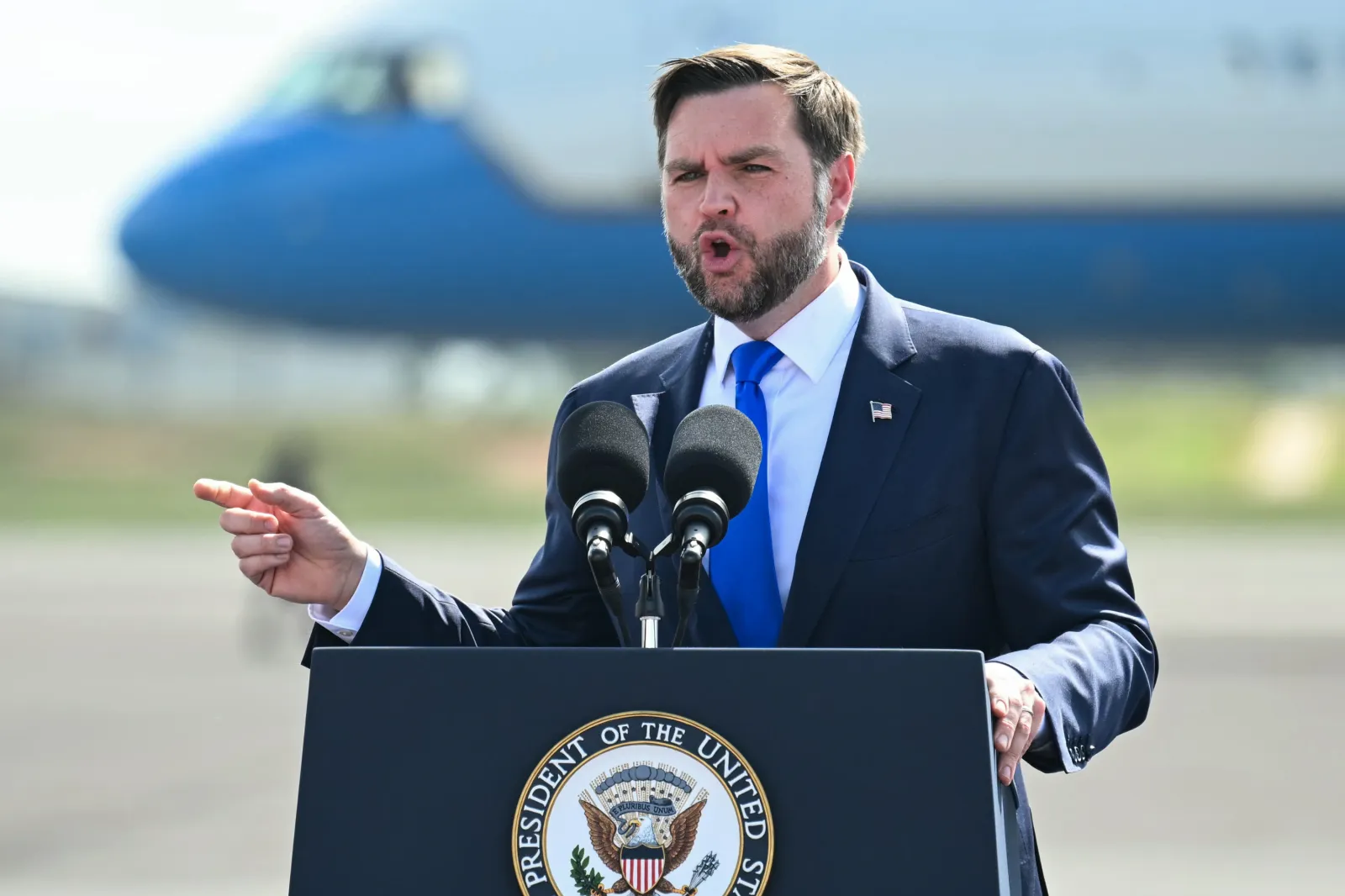 Vance speaks during a campaign rally at Tyler Pounds Regional Airport on October 13, 2026 in Tyler, Texas.