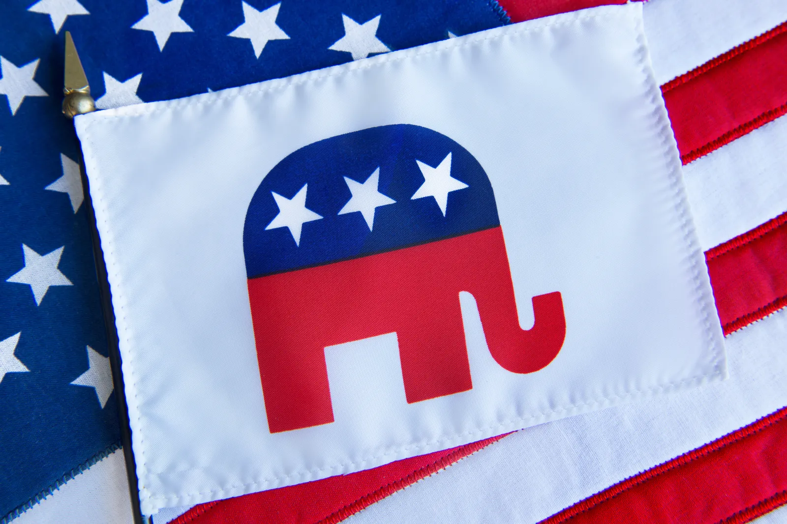 Republican flag on a detail of the American flag - stock image
