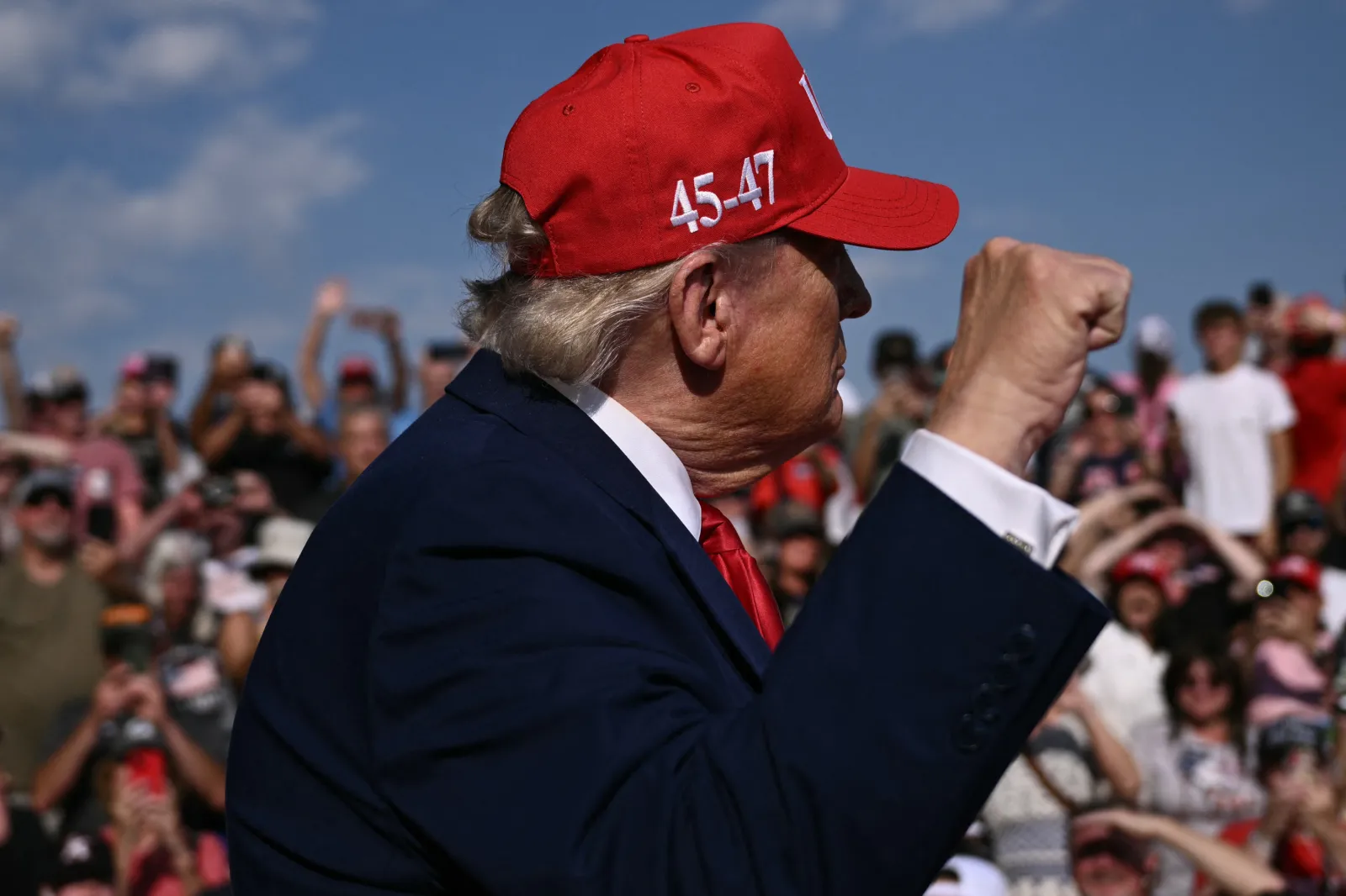 President Donald Trump arrives to speak at a midterm campaign rally at Dalton Municipal Airport in Dalton, Georgia, on October 16, 2026.