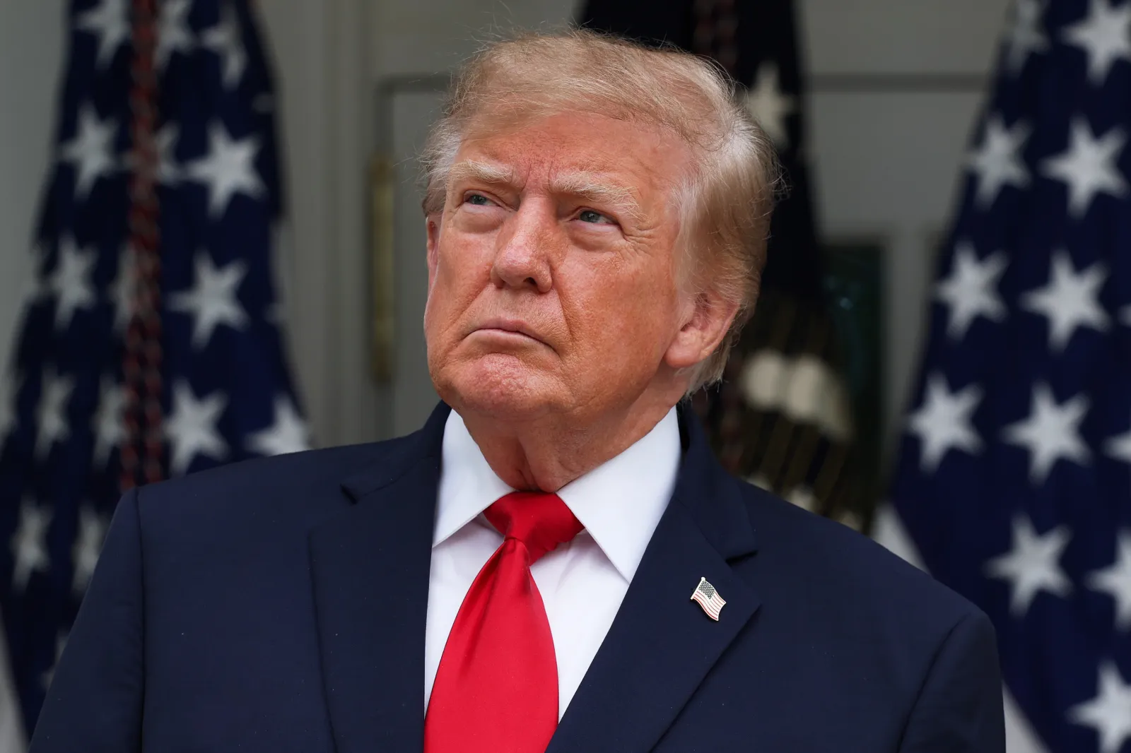 Donald Trump arrives to speak during a luncheon in the Rose Garden of the White House on October 15, 2026 in Washington, DC.