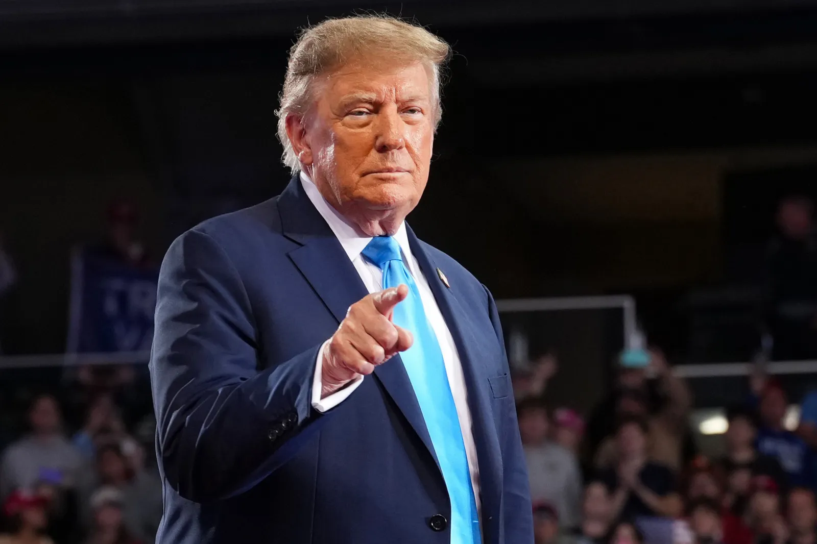 Trump arrives to speak during a midterm rally at Truist Arena on the Northern Kentucky University campus on October 17, 2026 in Highland Heights, Kentucky.