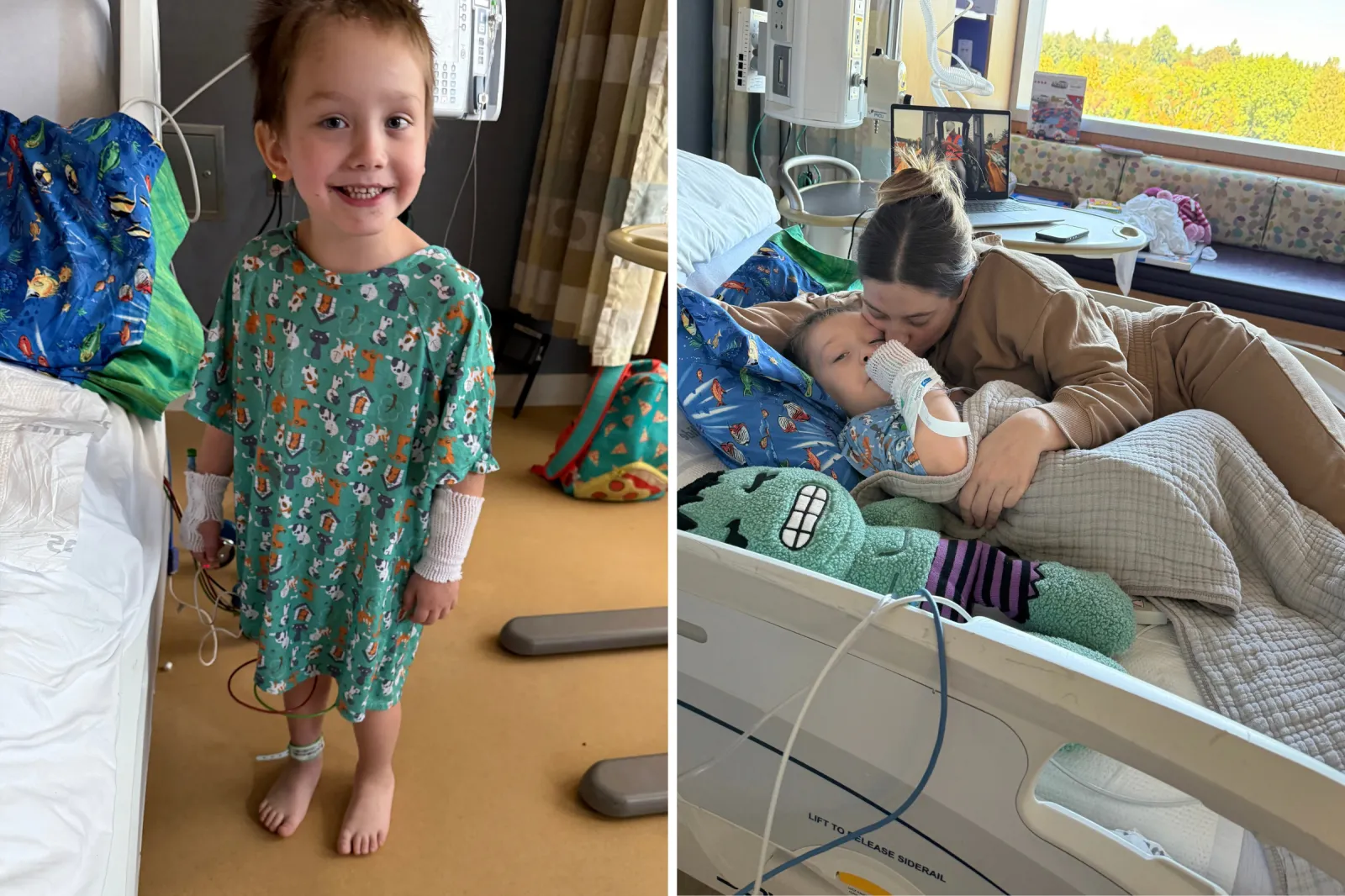 Townes pictured in hospital with his mom, Annie Snoots.