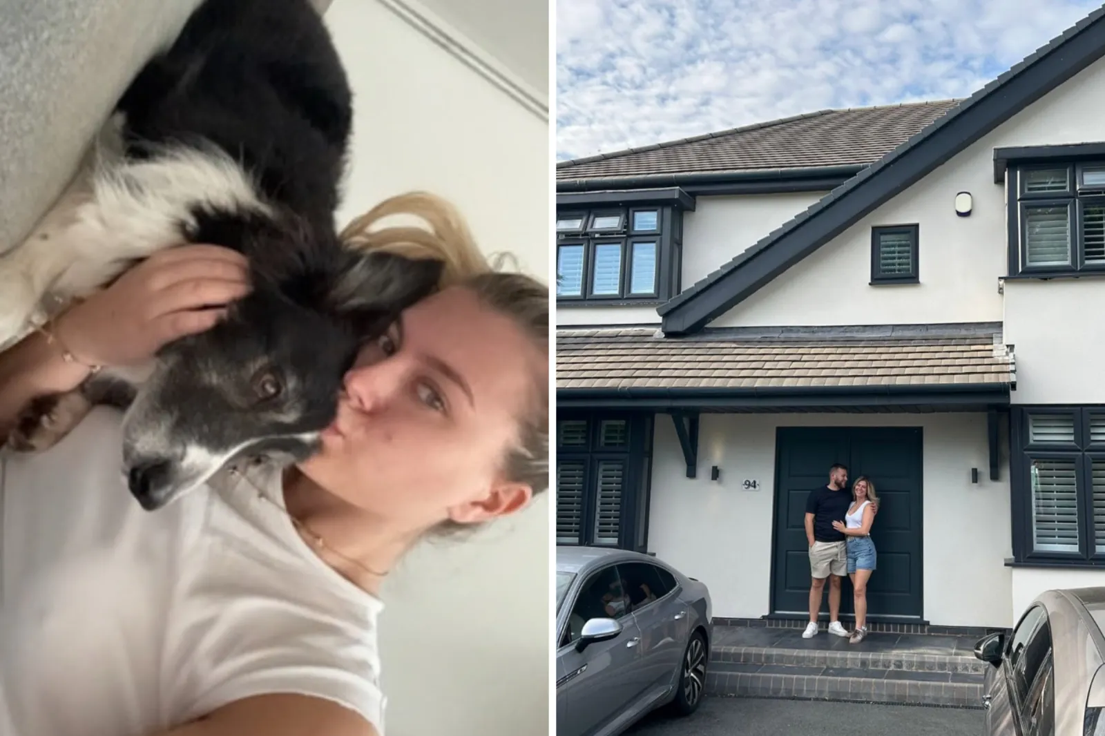 From left: Molly Green with her dog, and pictured outside her home with her boyfriend.