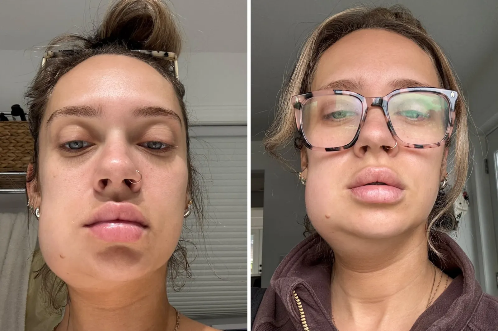 The swelling in Dick's face as it began moving down her throat.