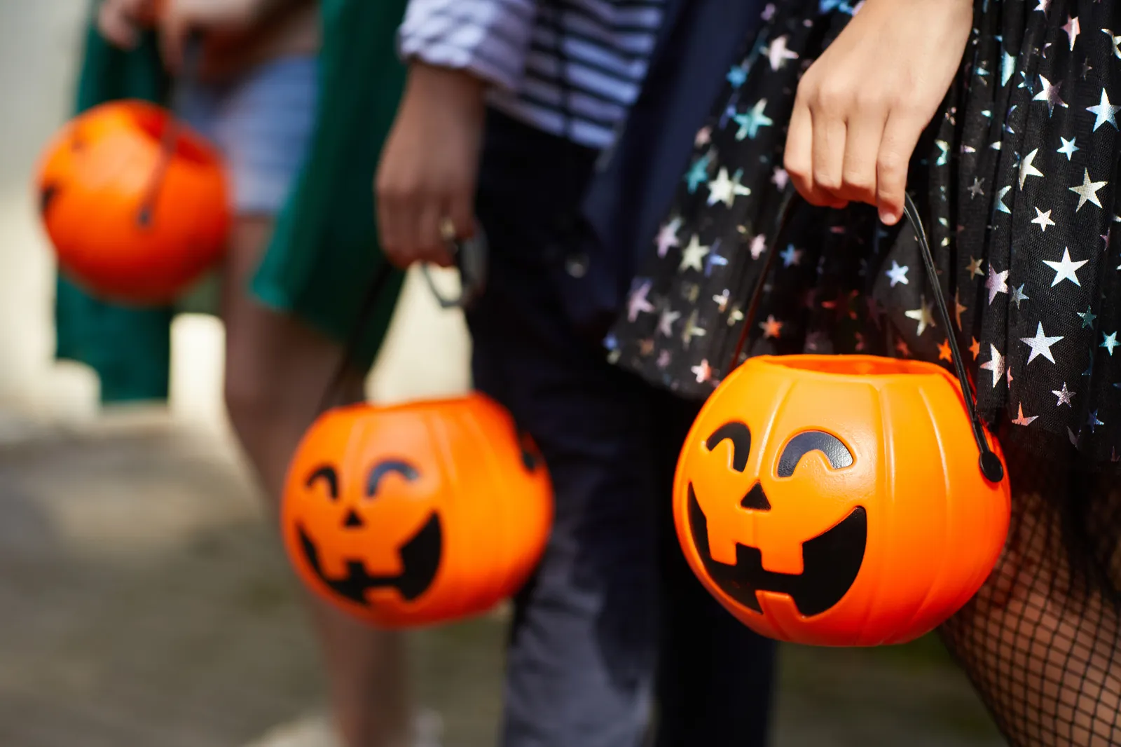 A stock image of children trick-or-treating on Halloween. Several states have a chance of snow on Halloween this year.