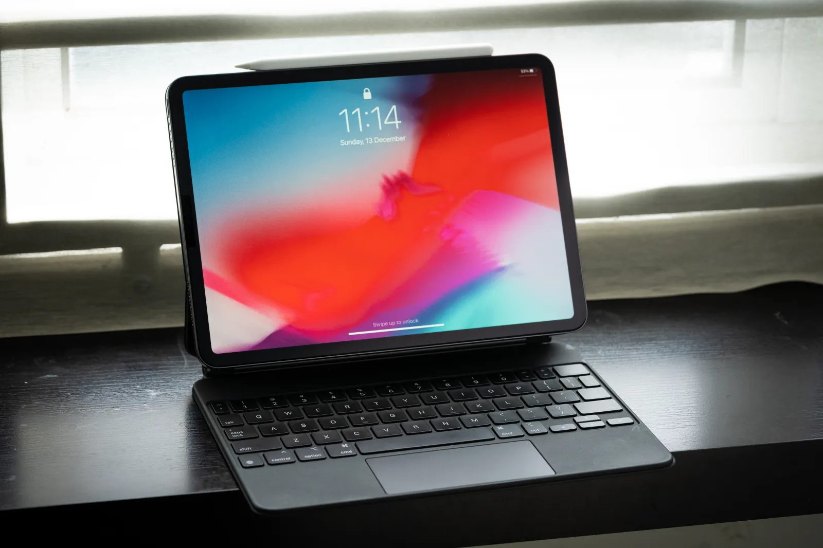 Stock photo: Apple iPad pro 2020 11 inch with Magic Keyboard and Apple Pencil.