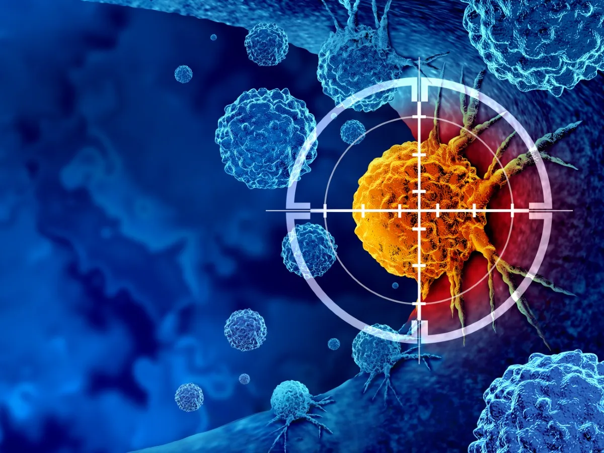 A digital illustration of the detection of cancer cells.