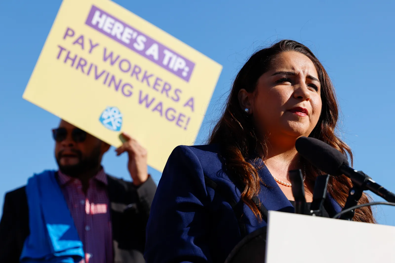 Rep. Delia Ramirez speaks at a news conference at the U.S. Capitol on September 19, 2023.