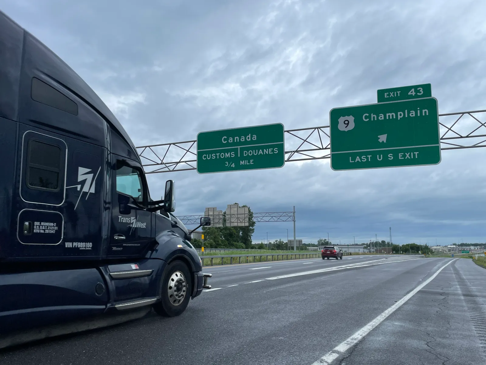 Truck heading towards the U.S. and Canadian boarder near Plattsburgh, New York, June 30.