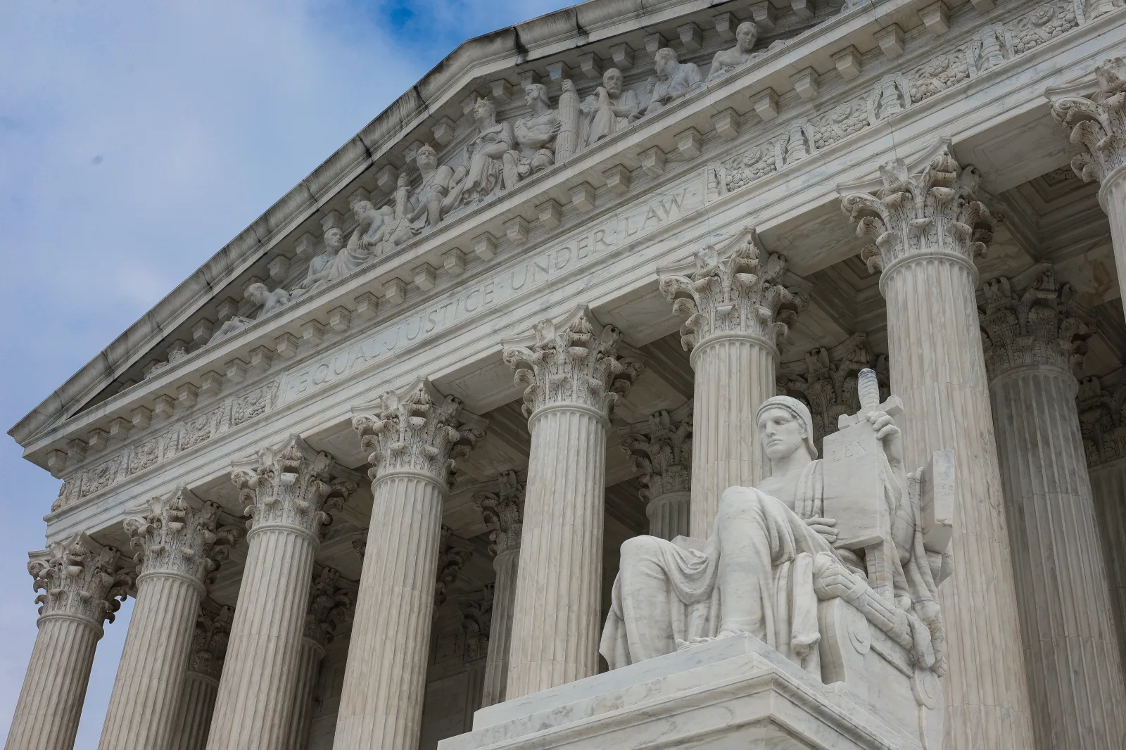 A stock image of the Supreme Court building. Four justices sat out a decision on Monday, meaning the case did not have a quorum.