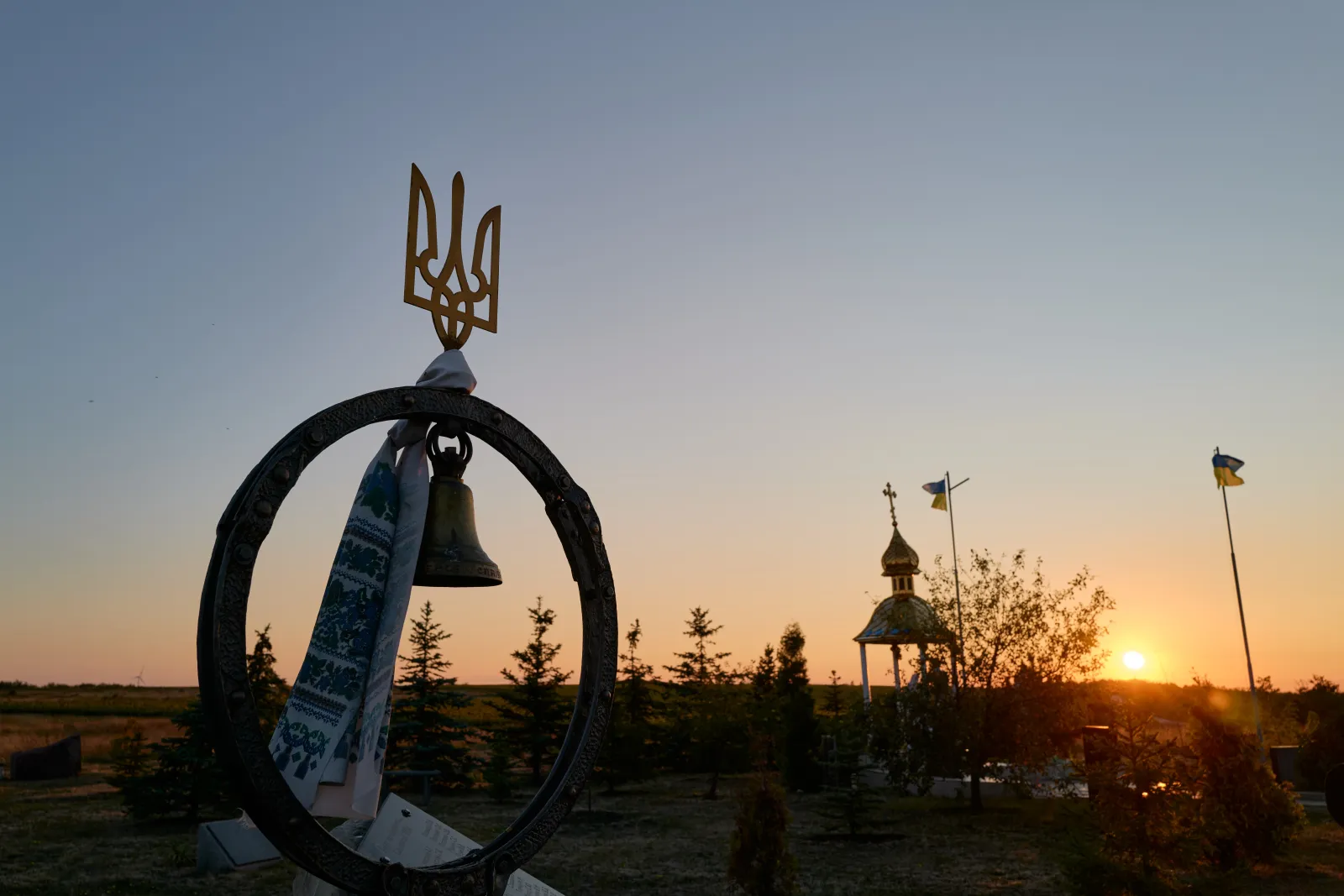 A monument honoring Ukraine's fallen soldiers in Sloviansk, Ukraine, is seen on August 24, 2025.