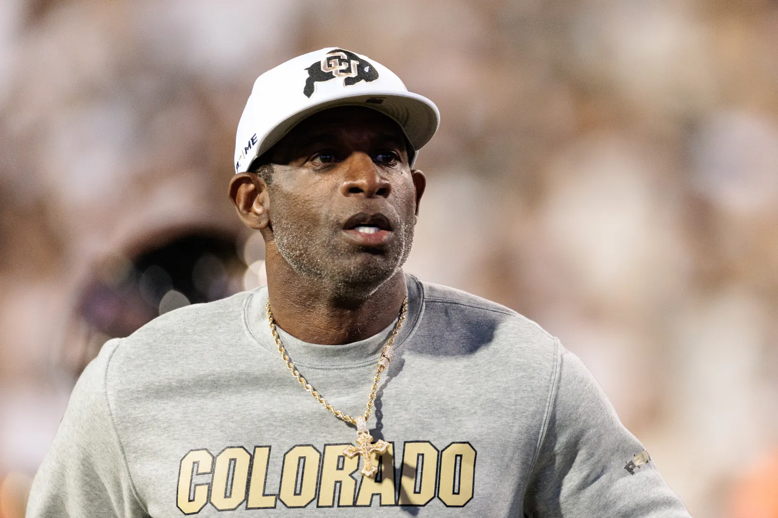 Colorado head coach Deion Sanders during game against Wyoming