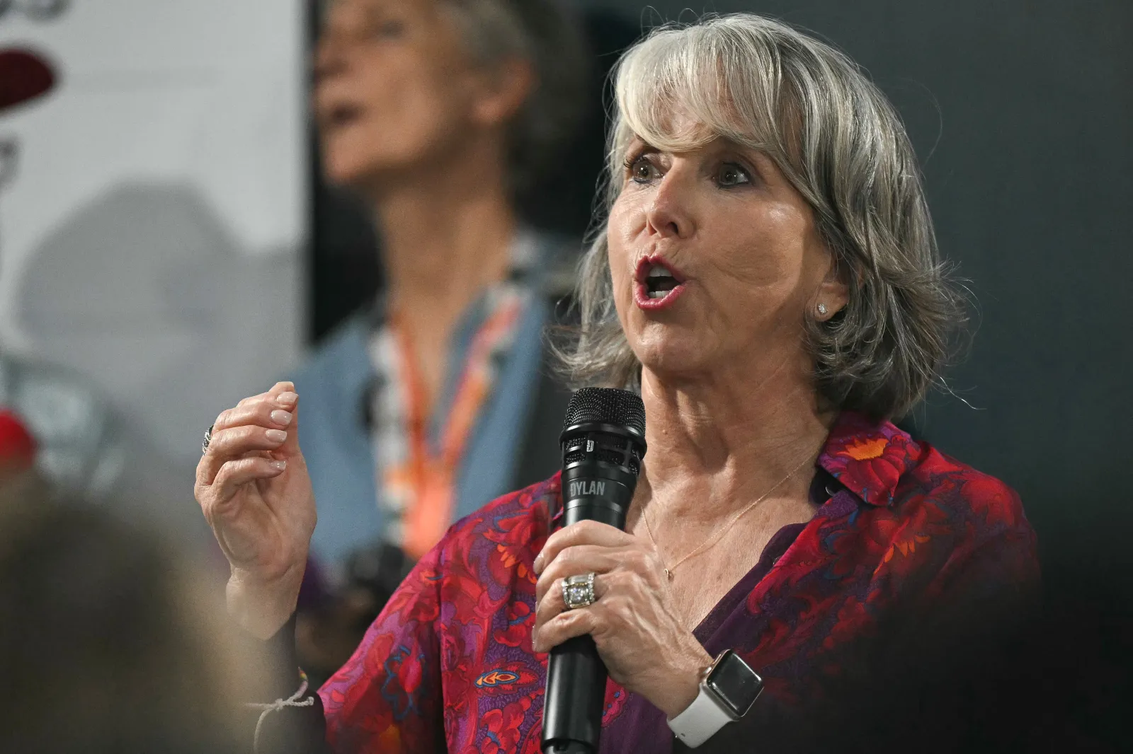 New Mexico Governor Michelle Lujan Grisham delivers a speech during the COP30 U.N. Climate Change Conference in Belem, Para State, Brazil, on November 11, 2025. (Photo by Mauro Pimentel/AFP via Getty Images)