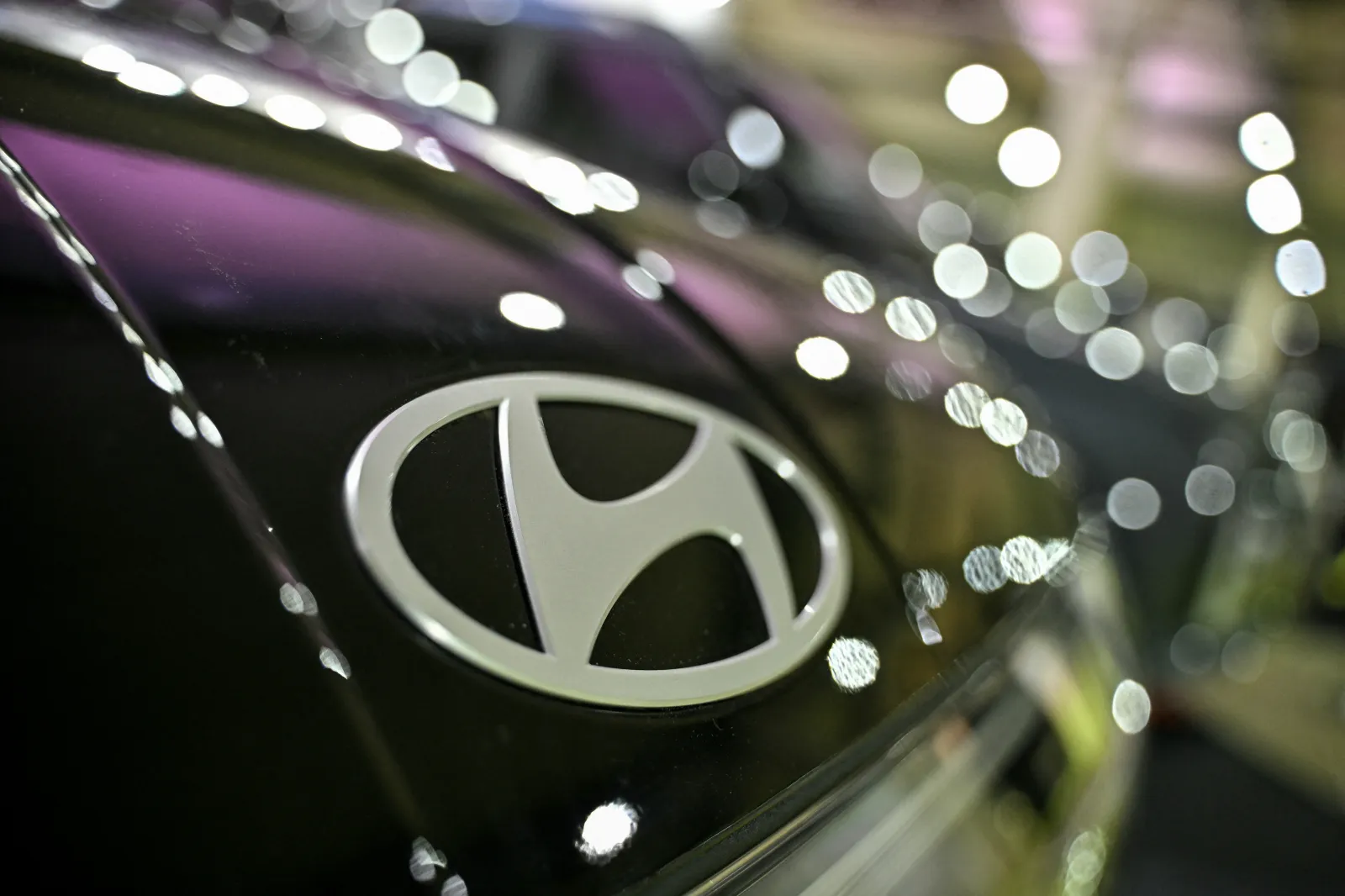 The Hyundai brand logo during the 4th International Autoshow 2025 in Bengaluru on November 14, 2025.