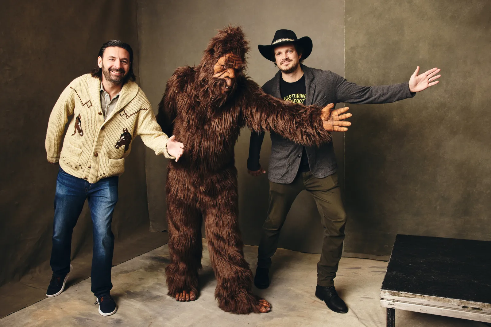 (L-R) Tamir Ardon, Bigfoot and Marq Evans of "Capturing Bigfoot" poses for a portrait during the Getty Images Portrait Studio presented by IMDb and IMDbPro at SXSW 2026 on March 16, 2026 in Austin, Texas.