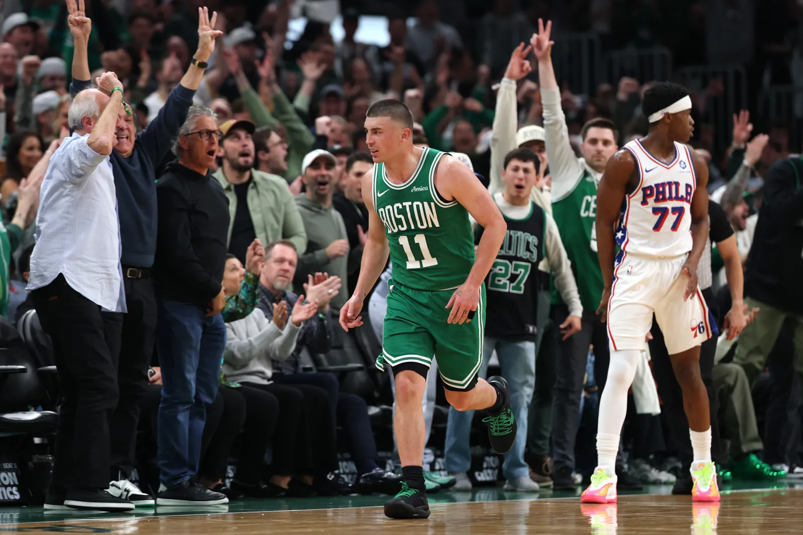 Payton Pritchard #11 of the Boston Celtics