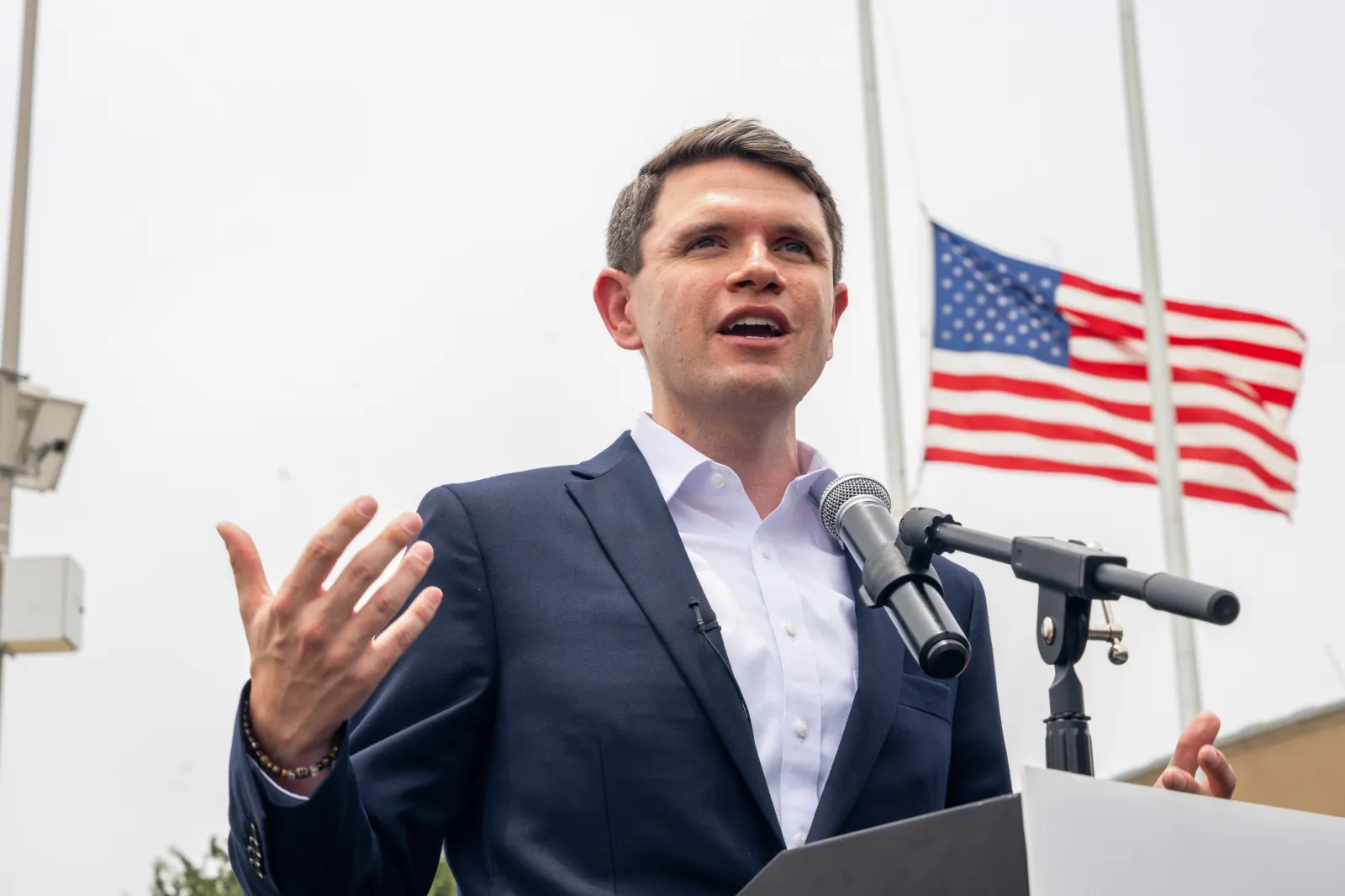 Democratic Senate candidate James Talarico speaks during a “Talarico for Texas: Frontera Tour” campaign news conference on July 14, 2026, in Laredo, Texas.