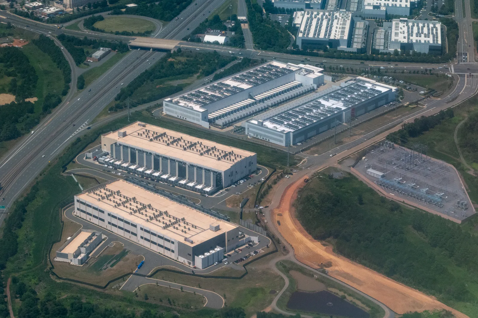 File photo: a cluster of data centers is seen in Loudoun County's Data Center Alley in Northern Virginia, July 30, 2026.