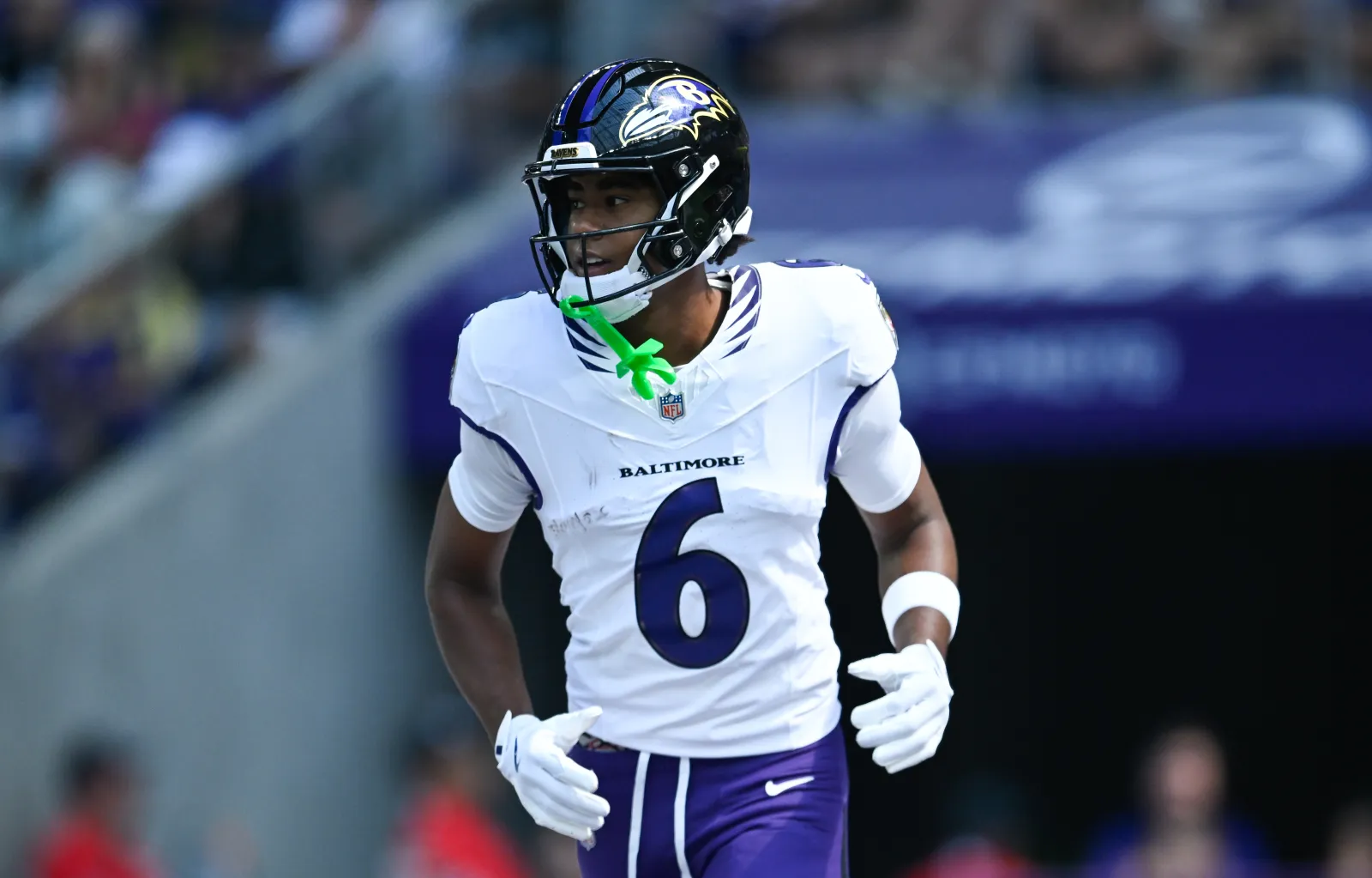 Ja'kobi Lane #6 of the Baltimore Ravens.
