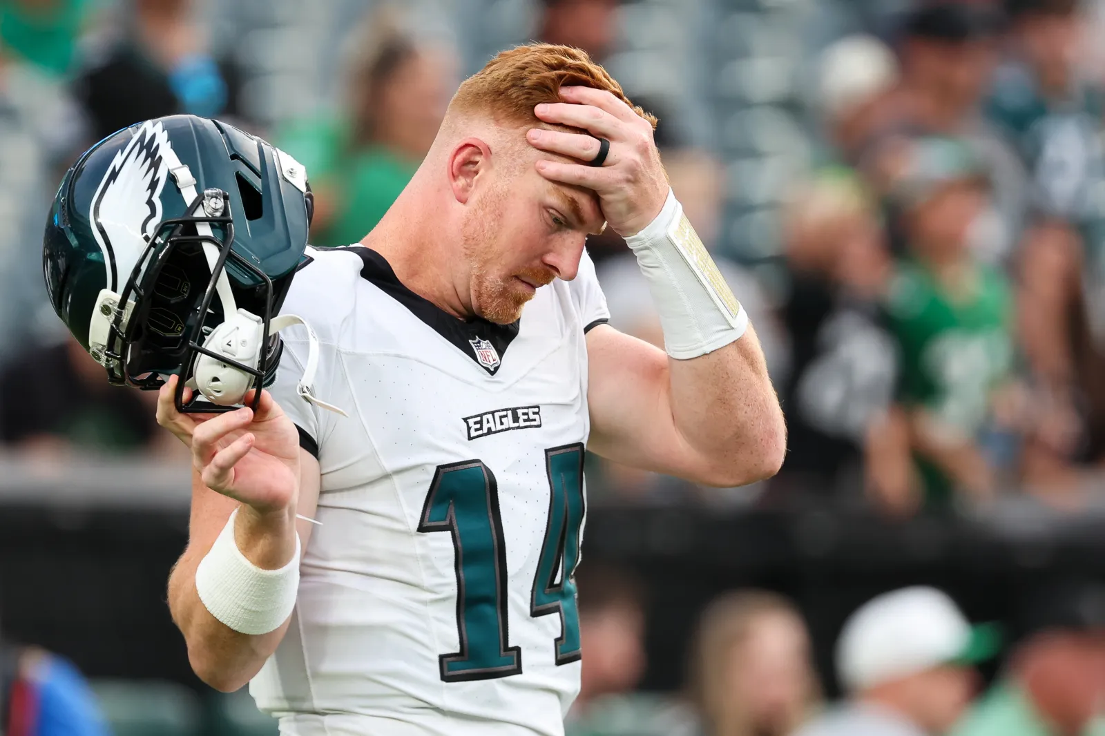 Andy Dalton #14 of the Philadelphia Eagles