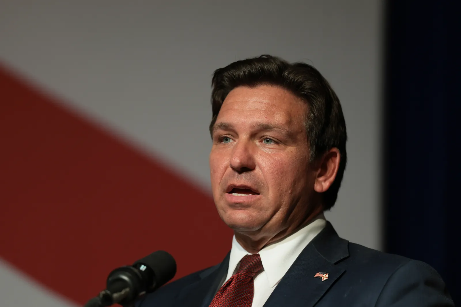 Florida Governor Ron DeSantis speaks on September 1, 2026, in Tampa, Florida.