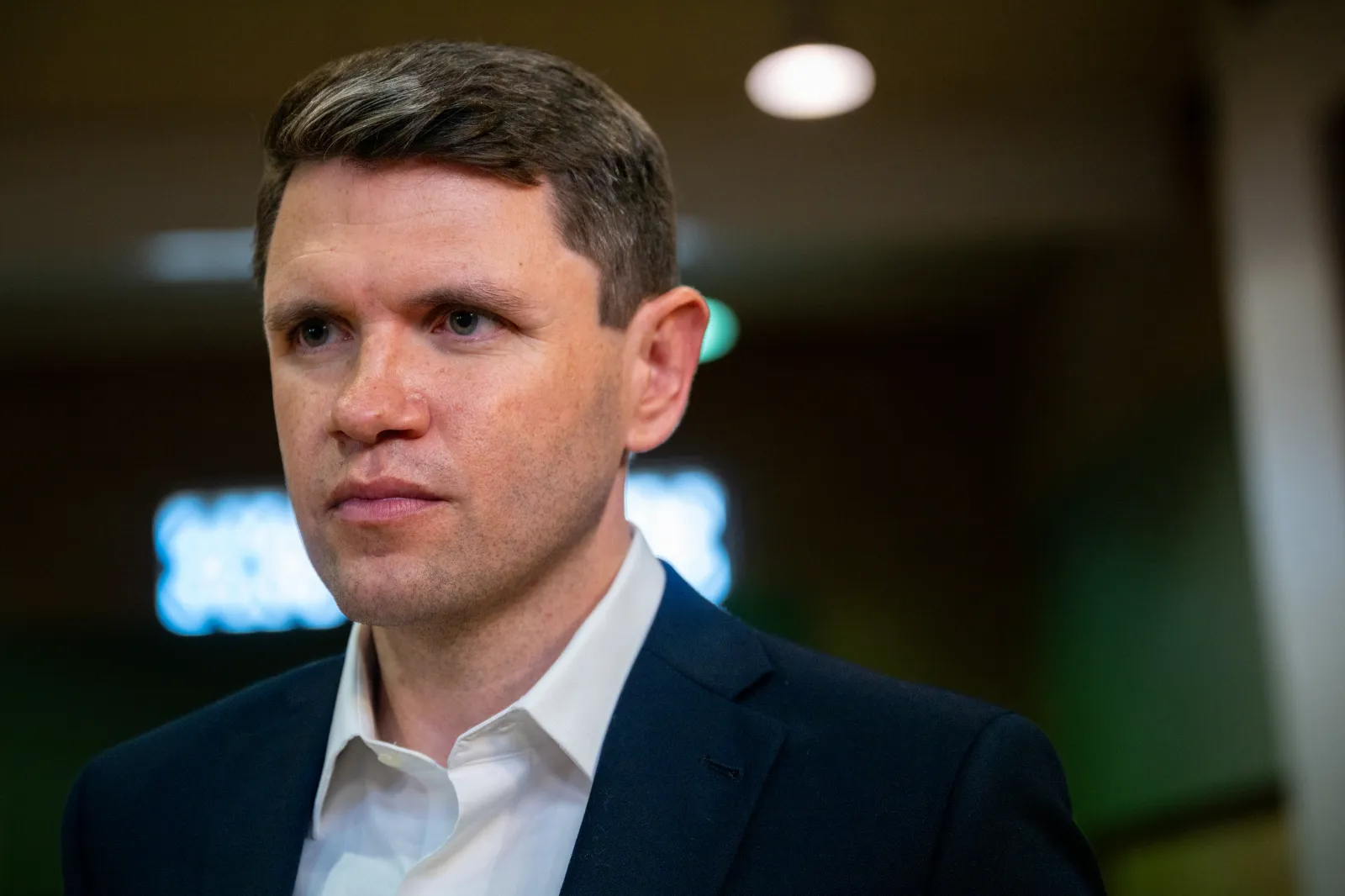 DALLAS, TEXAS - SEPTEMBER 09: Democratic U.S. Senate candidate James Talarico speaks during an interview at a "Love Thy Neighbor" Statewide Grocery Drive on September 09, 2026, in Dallas, Texas. (Photo by Brandon Bell/Getty Images)