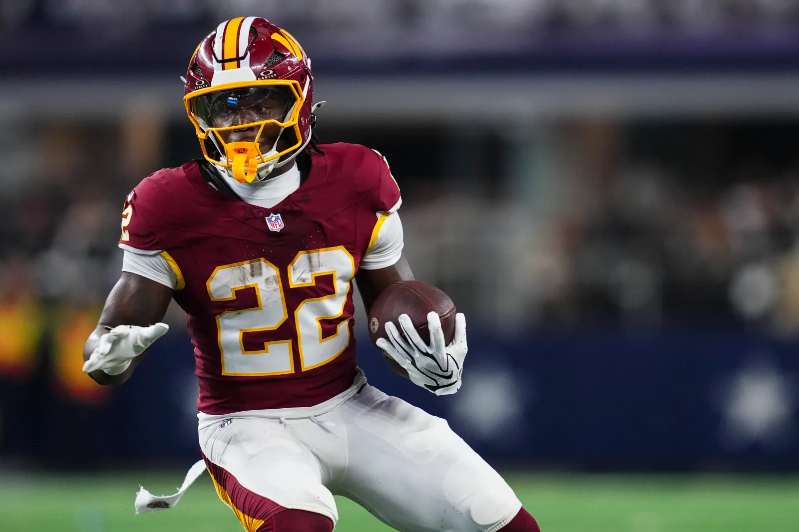 Jacory Croskey-Merritt #22 of the Washington Commanders.