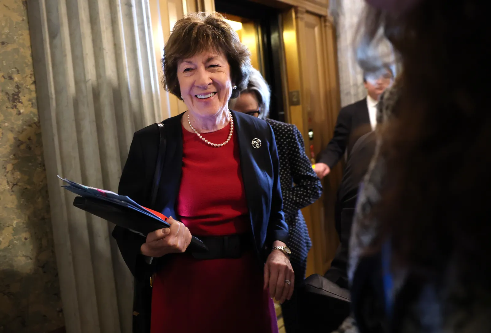 Senator Susan Collins walks in the U.S. Capitol on September 23, 2026, in Washington.