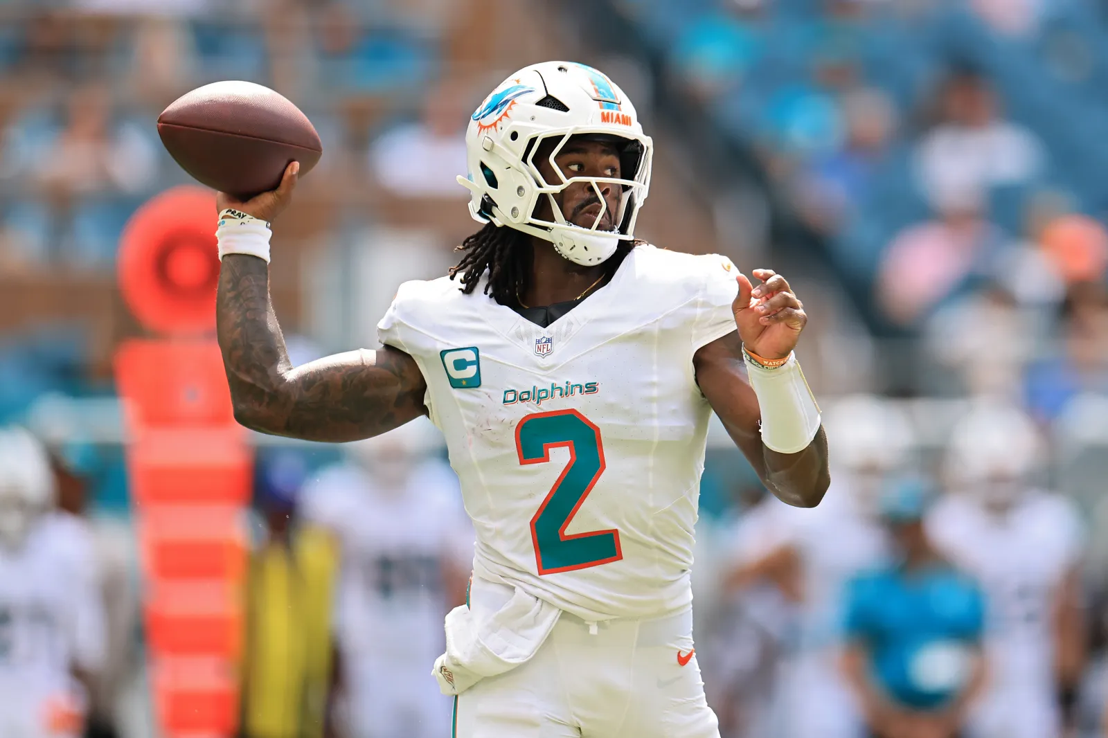 Malik Willis #2 of the Miami Dolphins.