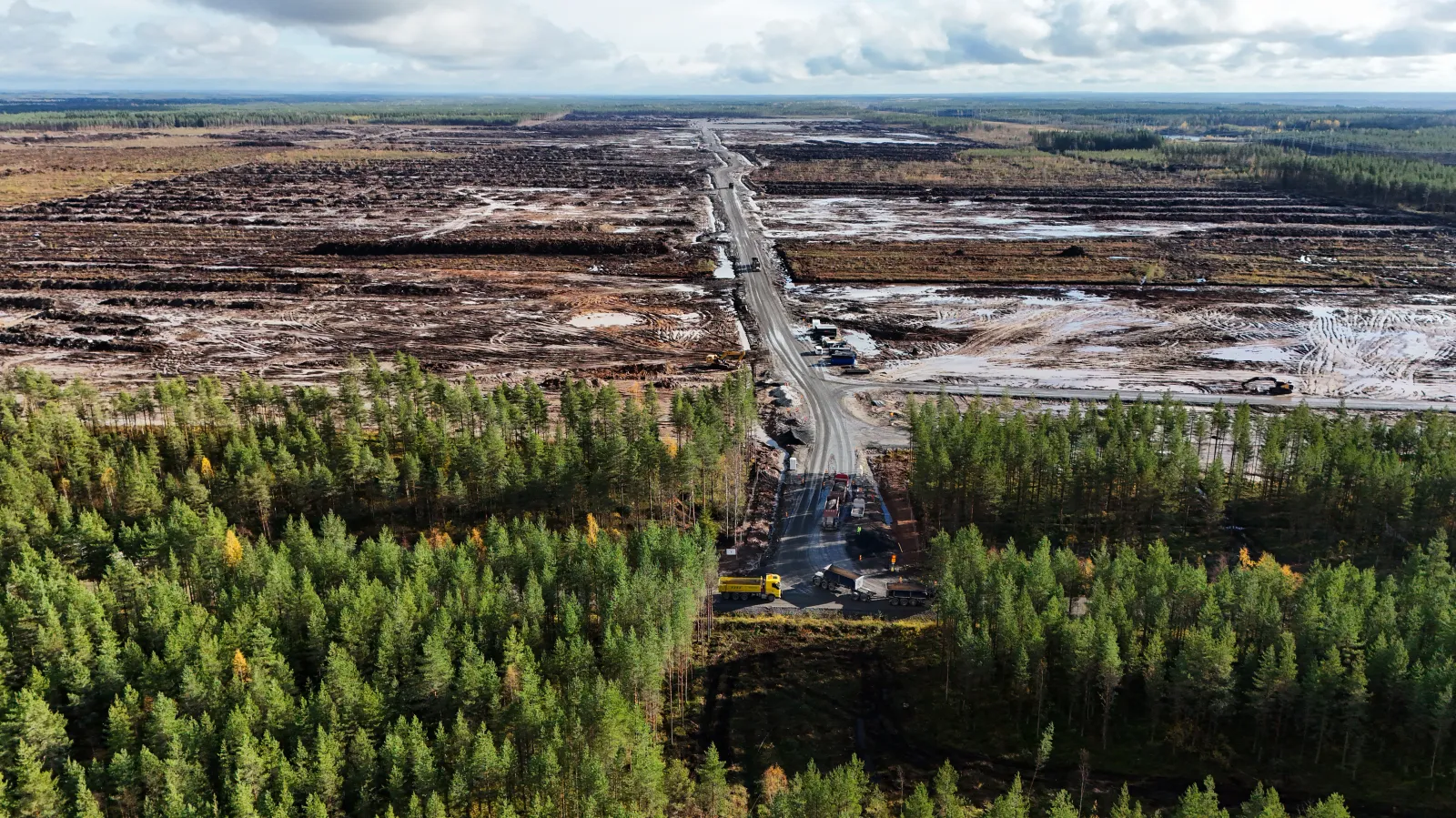 An aerial view shows the site where Google's data center is set to be built in Muhos, Finland, on September 29, 2026.