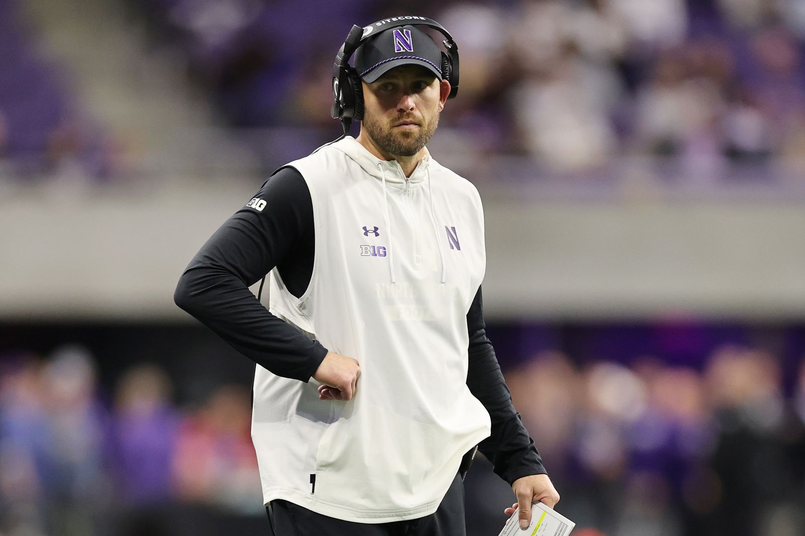 Head coach David Braun of the Northwestern Wildcats.