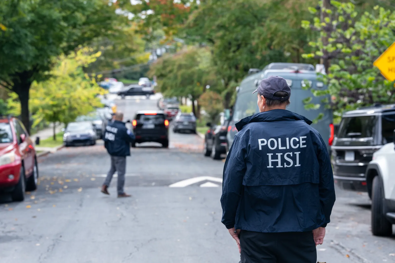 Homeland Security Investigations police search the home of Rep. Ilhan Omar (D-MN) on October 12, 2026 in Washington, DC.