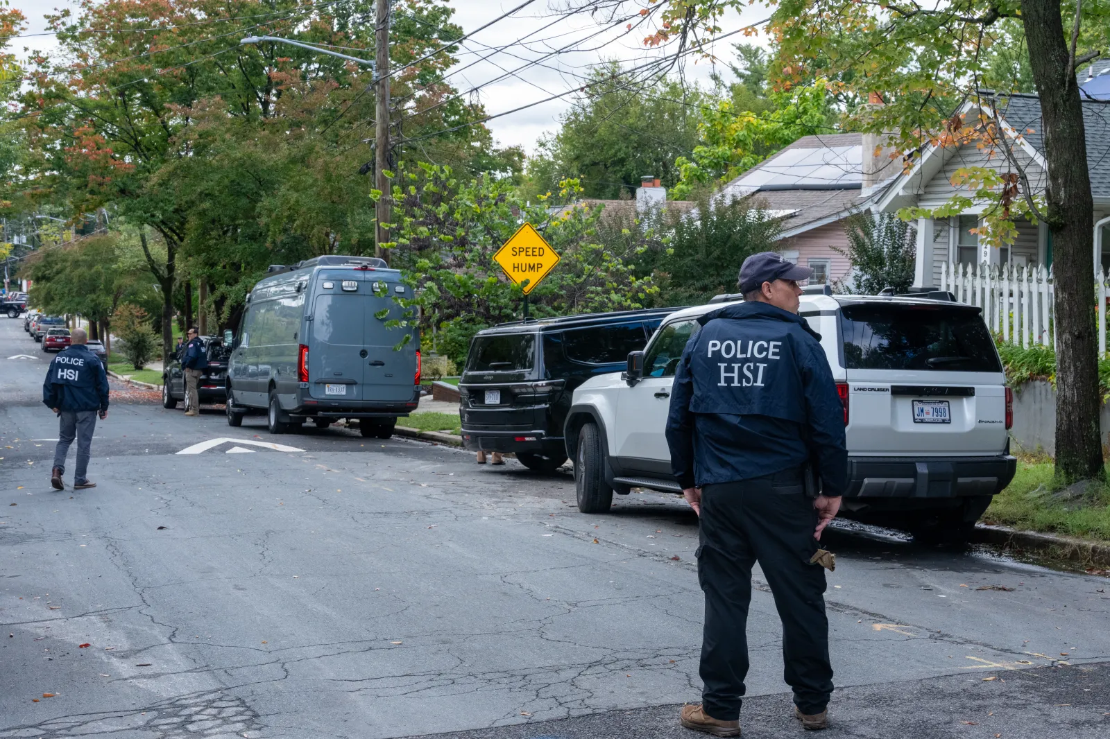 Homeland Security Investigations police search the Washington, D.C., home of Representative Ilhan Omar on October 12, 2026.