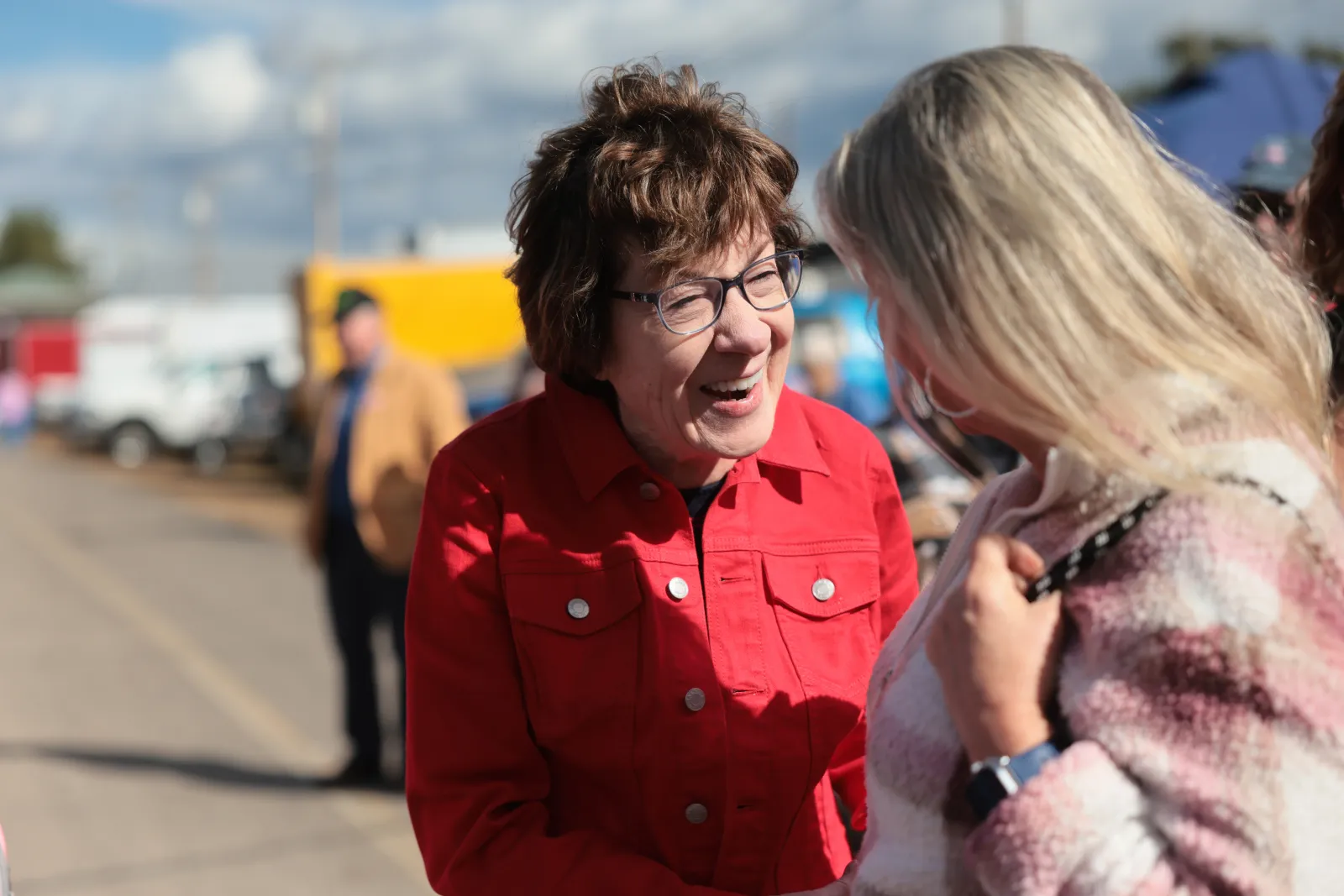 File photo: Susan Collins campaigns at the Fryeburg Fair, one of Maine’s oldest and biggest fairs, October 9, 2026, Fryeburg, Maine.