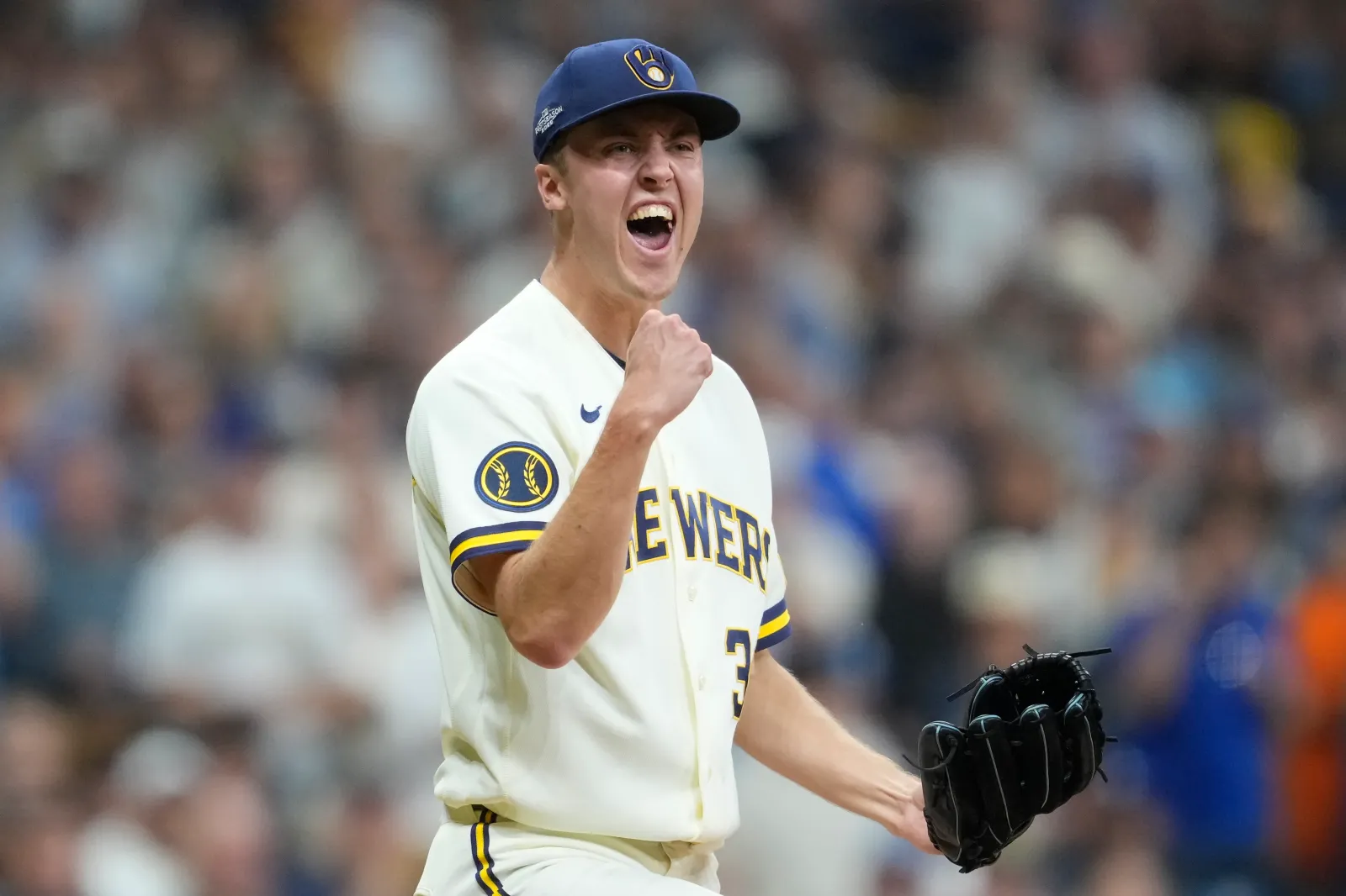 Milwaukee Brewers starting pitcher Jacob Misiorowski