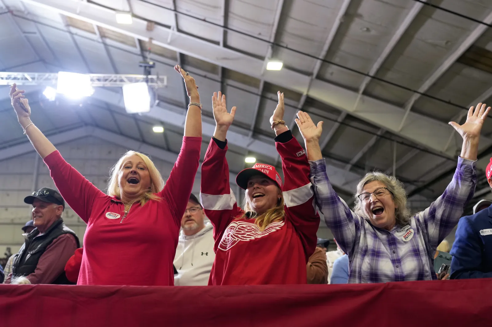 GOP supporters attend a midterm campaign rally at the LevelUp Training Complex on Thursday in Monroe, Michigan. (Photo by Daniel Heuer-Pool/Getty Images)