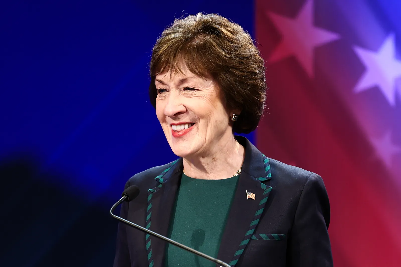 Senator Susan Collins attends a debate in Bangor, Maine on October 15, 2026.
