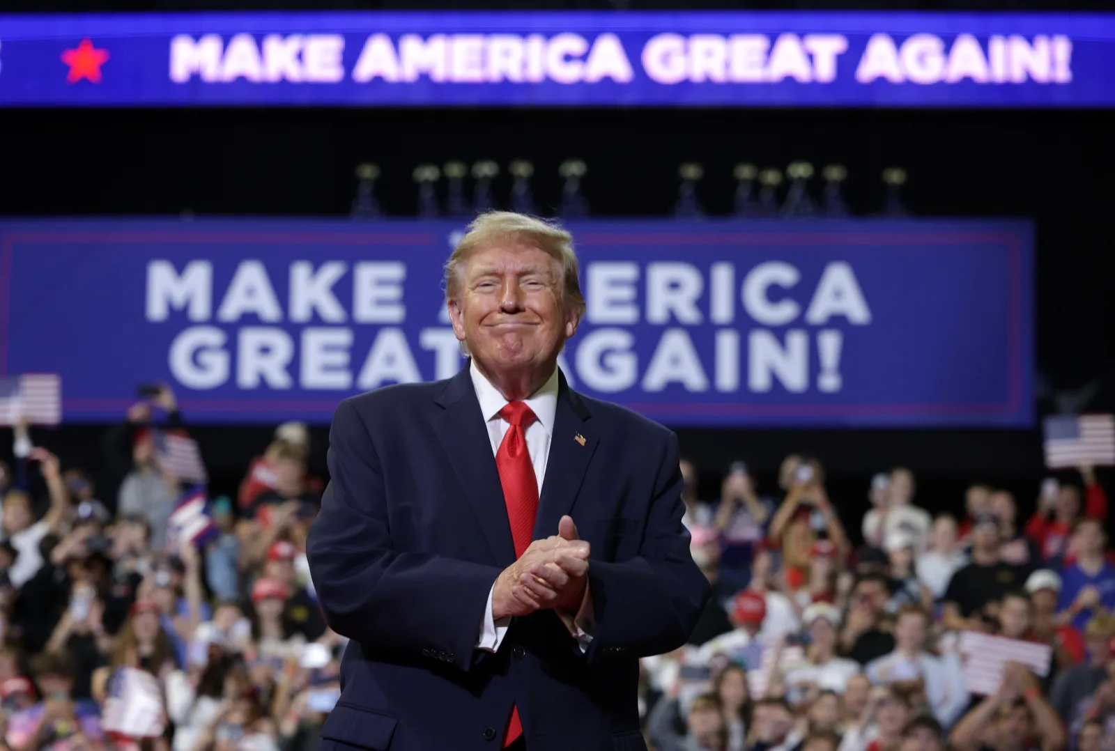 President Donald Trump during an election rally at the Covelli Centre on October 12, 2026, in Youngstown, Ohio.
