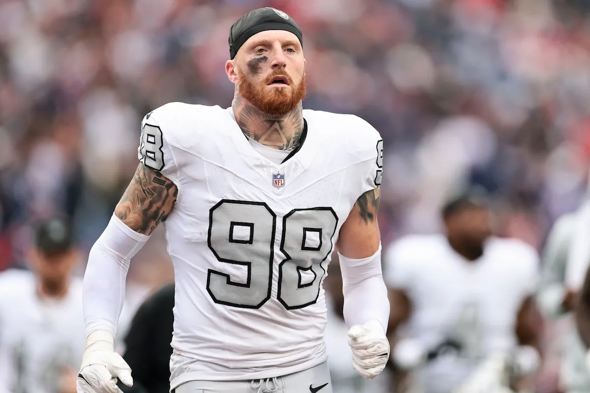 Las Vegas Raiders star Maxx Crosby reacts against New England Patriots
