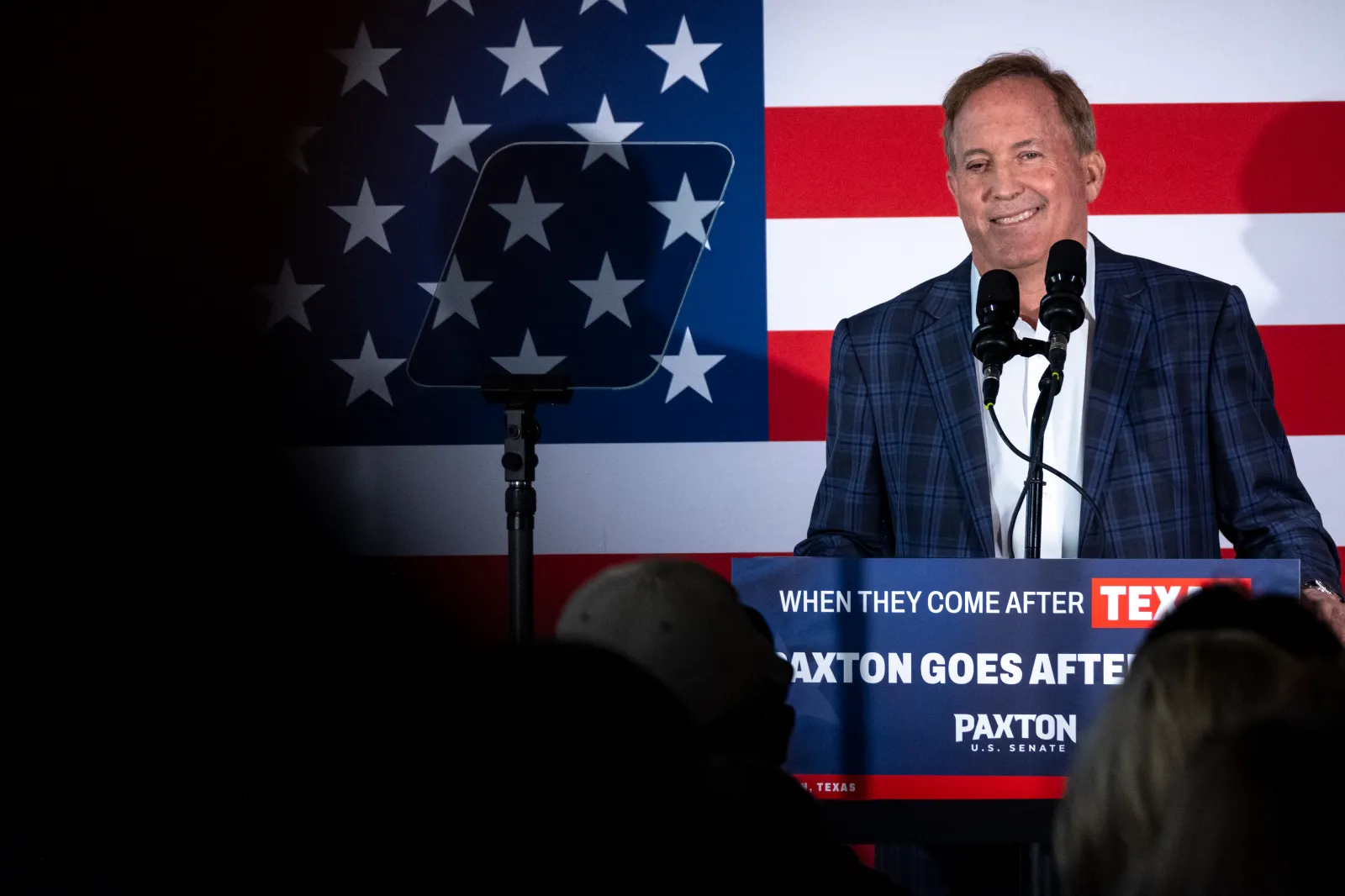 Texas Republican Senate candidate, Texas Attorney General Ken Paxton speaks during a rally at Southern Roots Brewing Co. on October 17, 2026 in Killeen, Texas. Paxton is facing Democrat James Talarico in a race for U.S. Senate. (Photo by Joel Angel Juarez/Getty Images)