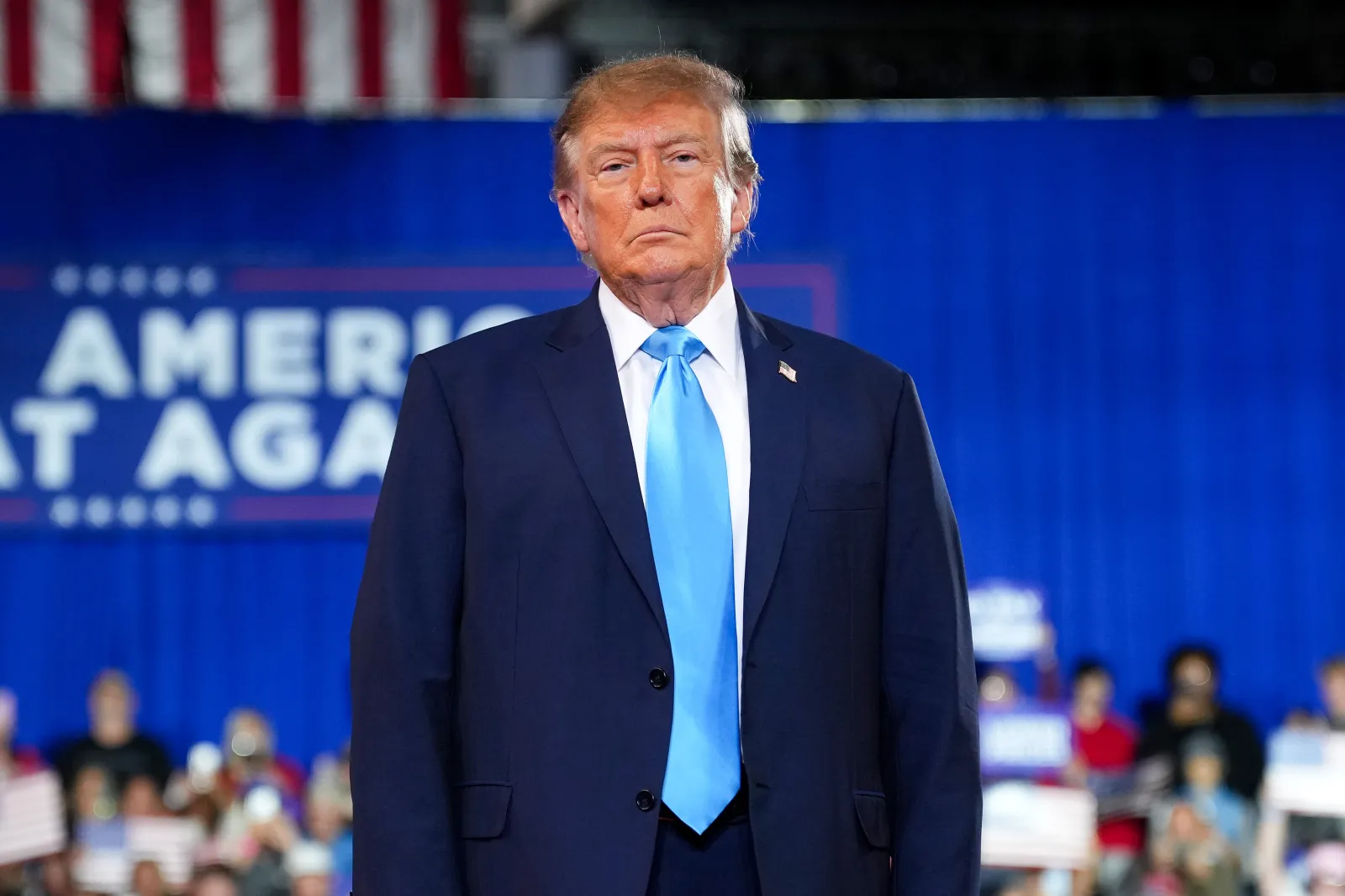 U.S. President Donald Trump arrives to speak during a midterm rally