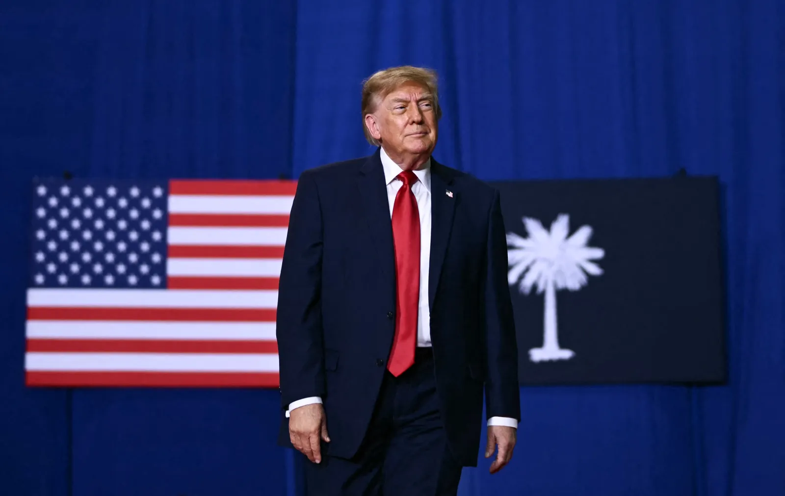 US President Donald Trump arrives to speak at a campaign rally at T. Ed Garrison Arena in Pendleton, South Carolina on October 21, 2026. (Photo by Kent NISHIMURA / AFP via Getty Images)